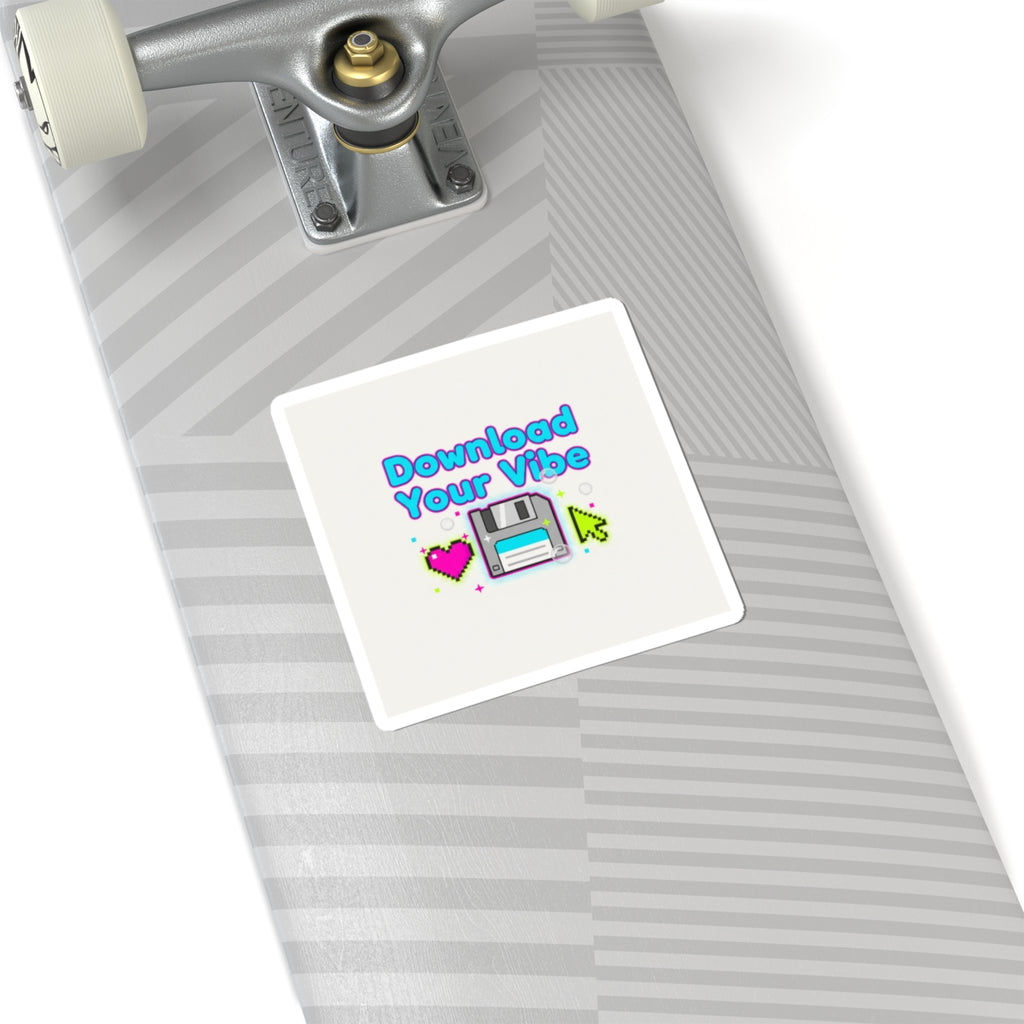 Download Your Vibe Kiss-Cut Sticker | Y2K retro tech, pixel floppy heart