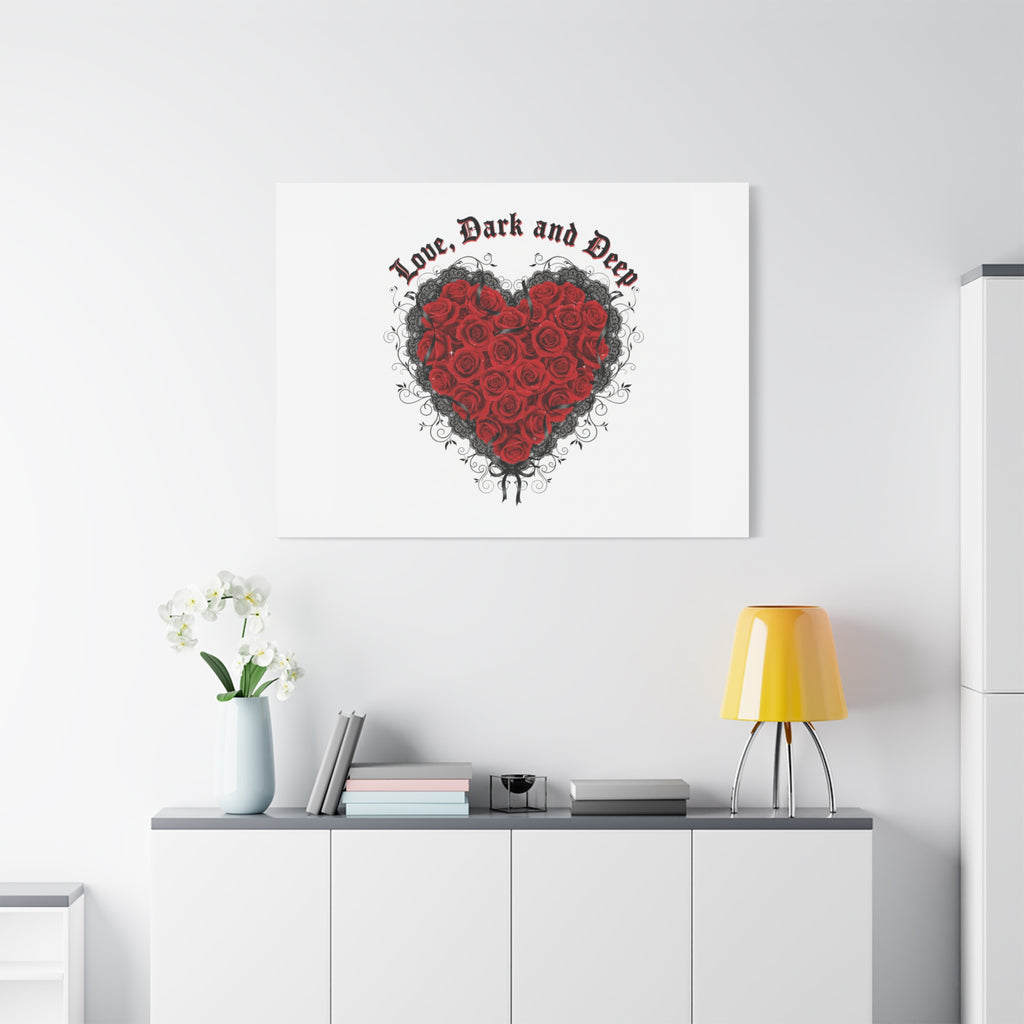 Love Dark and Deep Heart Canvas, Nu Romantic Gothic Romance, 80s Nostalgia