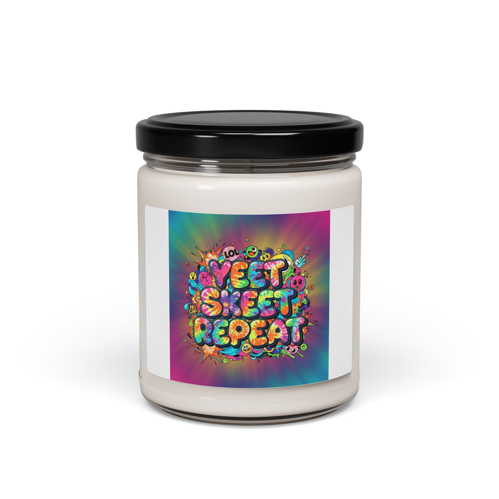 Yeet Sweet Repeat Candle | Slogan & Glitch Graphic, Soy Jar