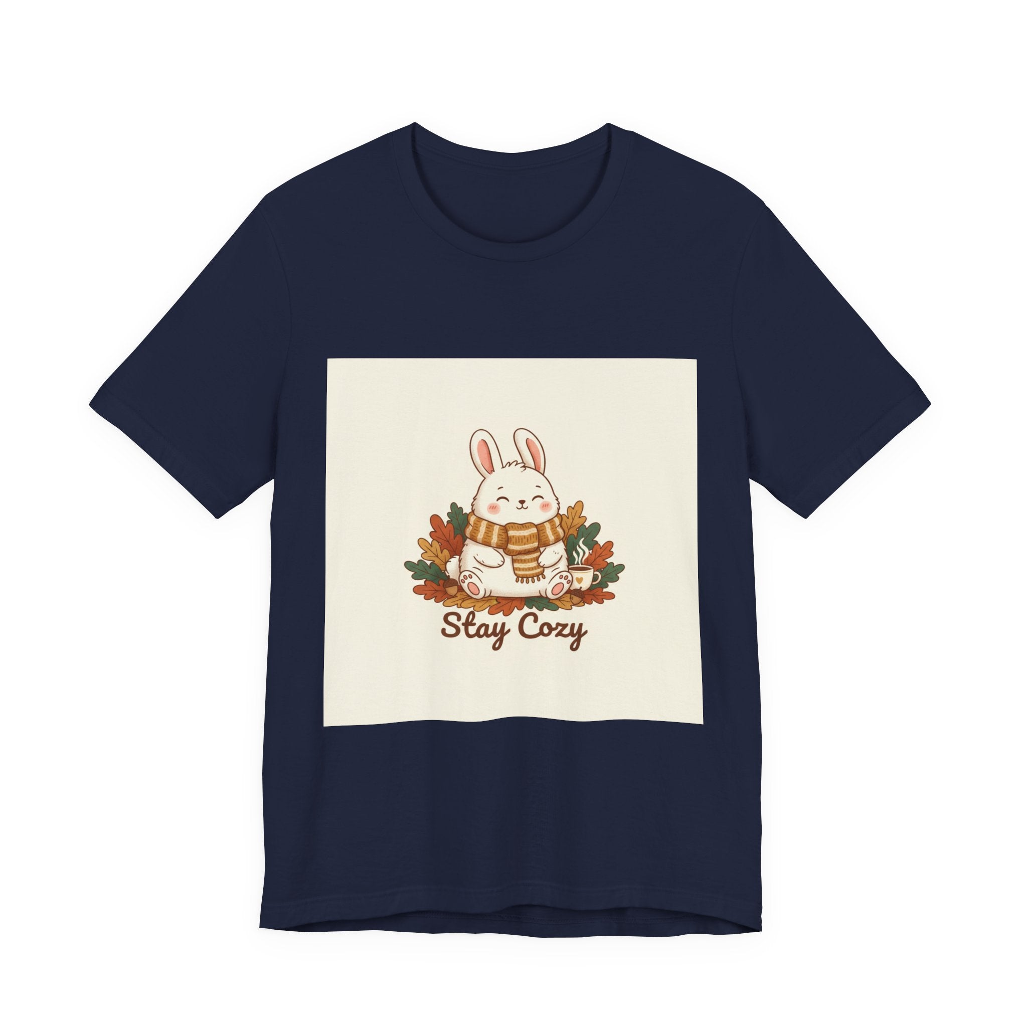 Stay Cozy Bunny T-Shirt | cute animal illustration, winter forest art