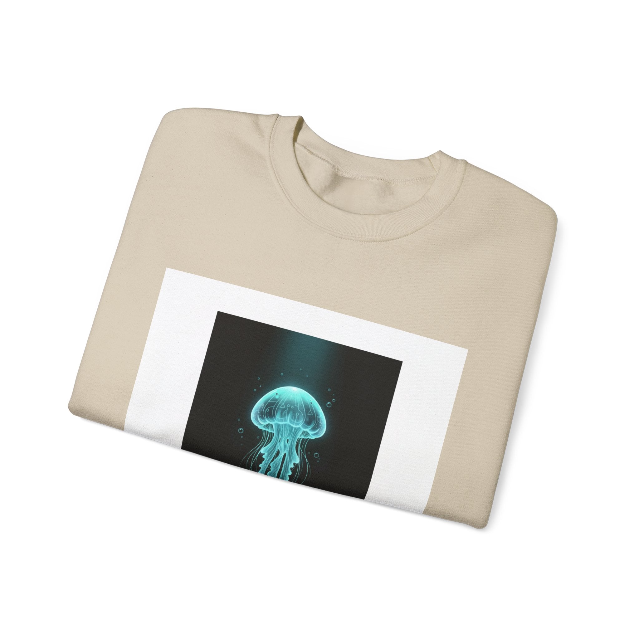Bioluminescent Jellyfish Crewneck Sweatshirt | neon jelly print, deep-sea aesthetic