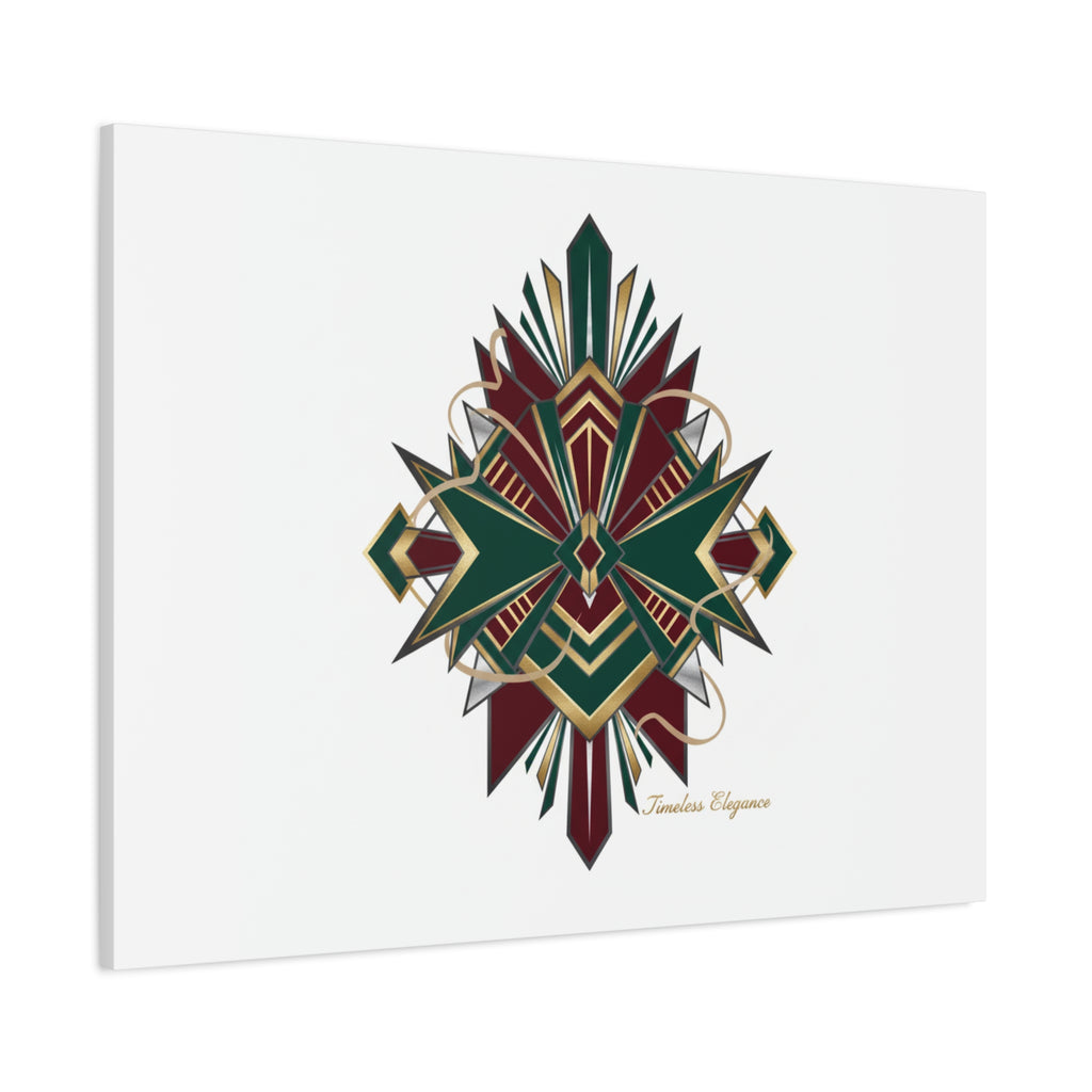 Art Deco geometric brass print Canvas | Neo-Deco chrome & gold fan motif