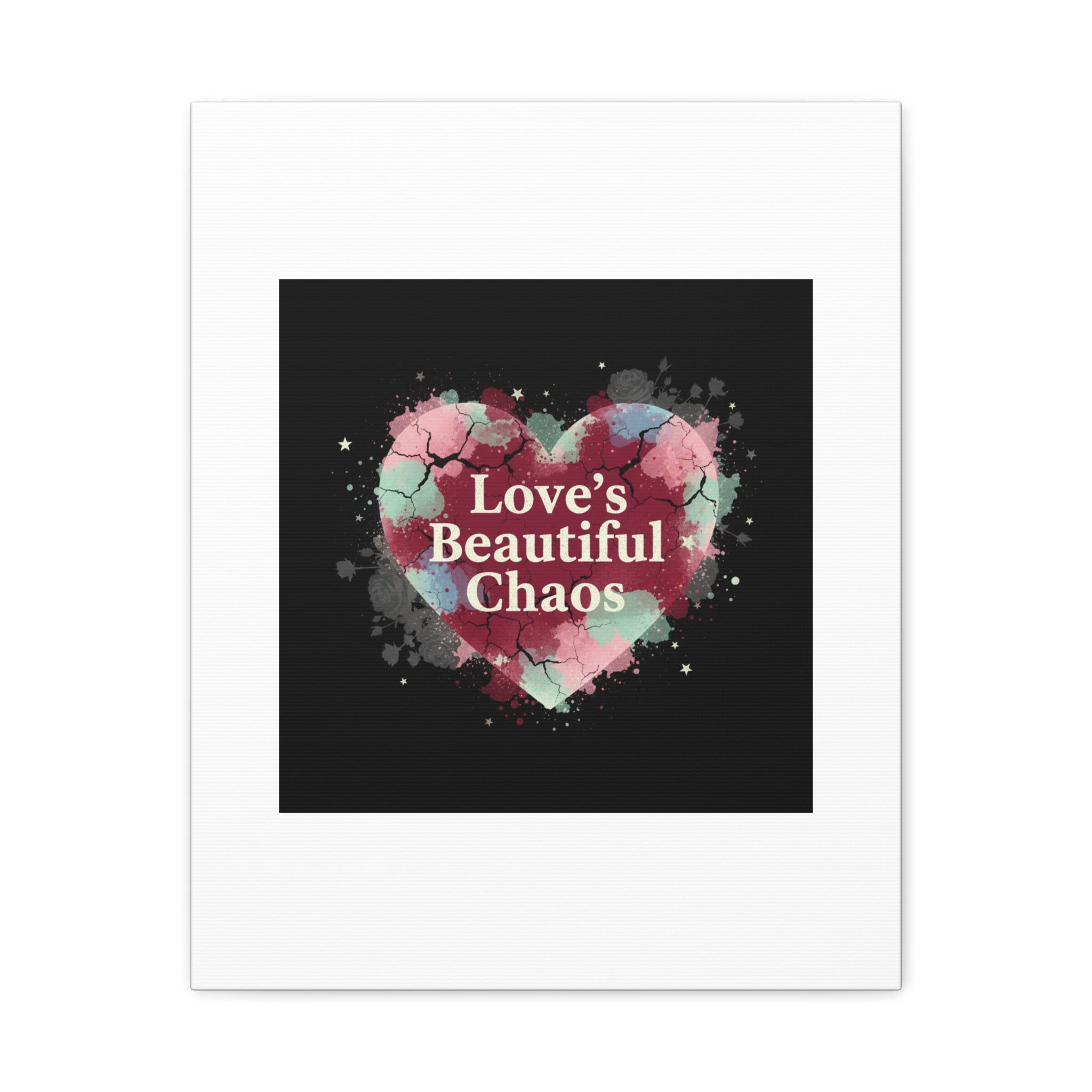 Love's Beautiful Chaos Canvas Print | Soft Grunge Hearts, Distressed Heart Art