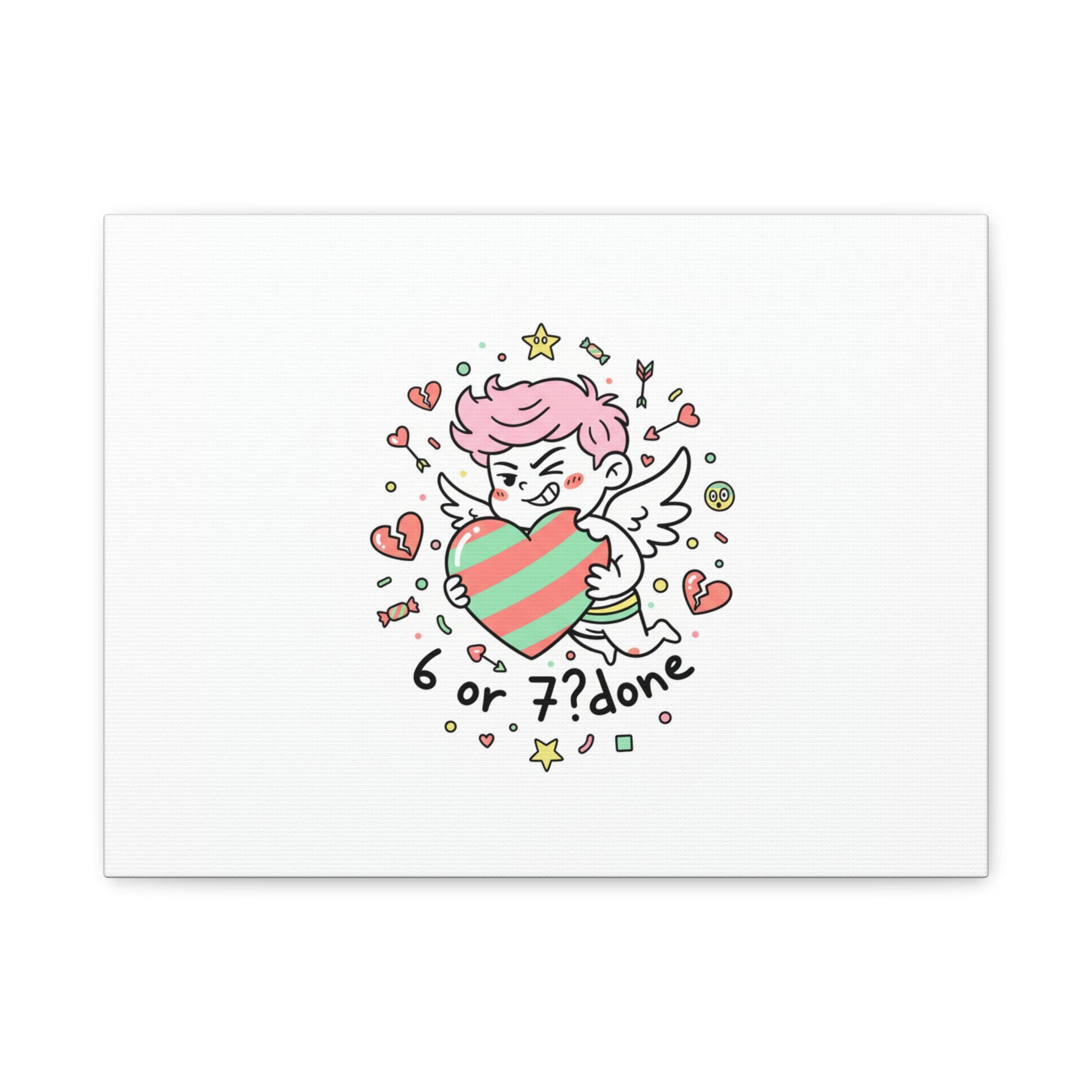 Weird Cupid heart illustration Canvas | Weird Valentine, quirky chaotic love