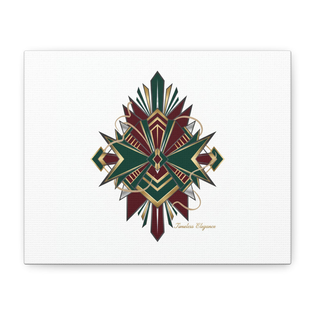 Art Deco geometric brass print Canvas | Neo-Deco chrome & gold fan motif