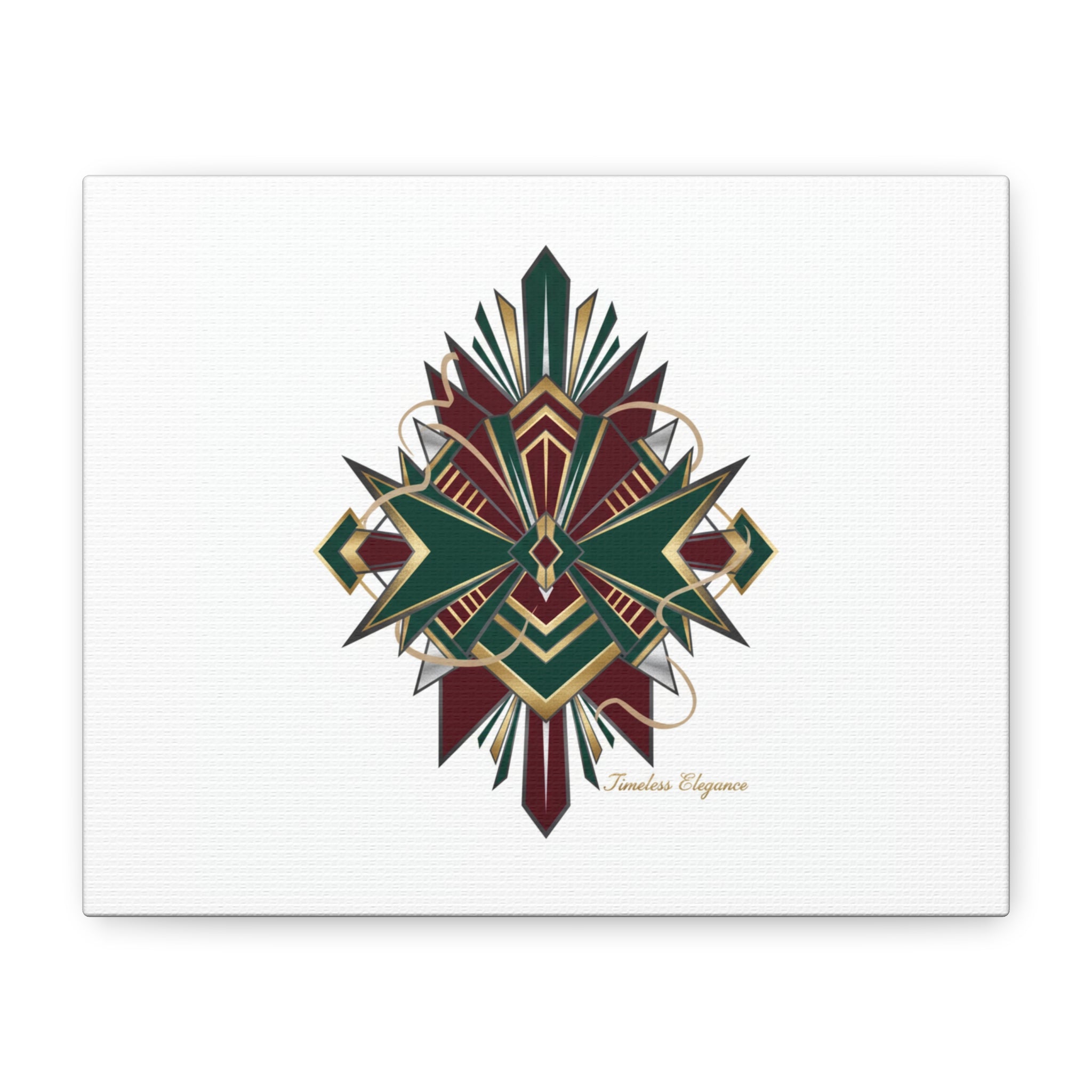 Art Deco geometric brass print Canvas | Neo-Deco chrome & gold fan motif