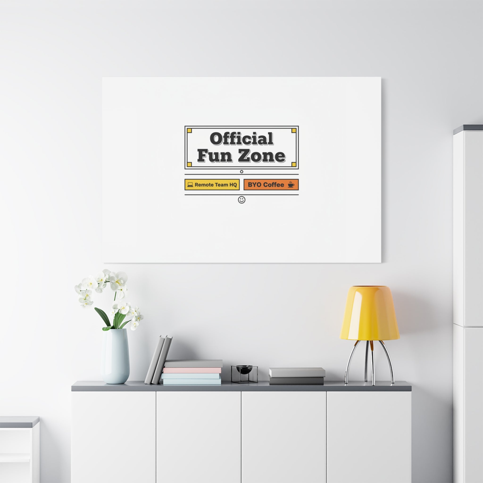 Official Fun Zone Canvas, Office Sign Parody, Workplace Humor, Notice Label