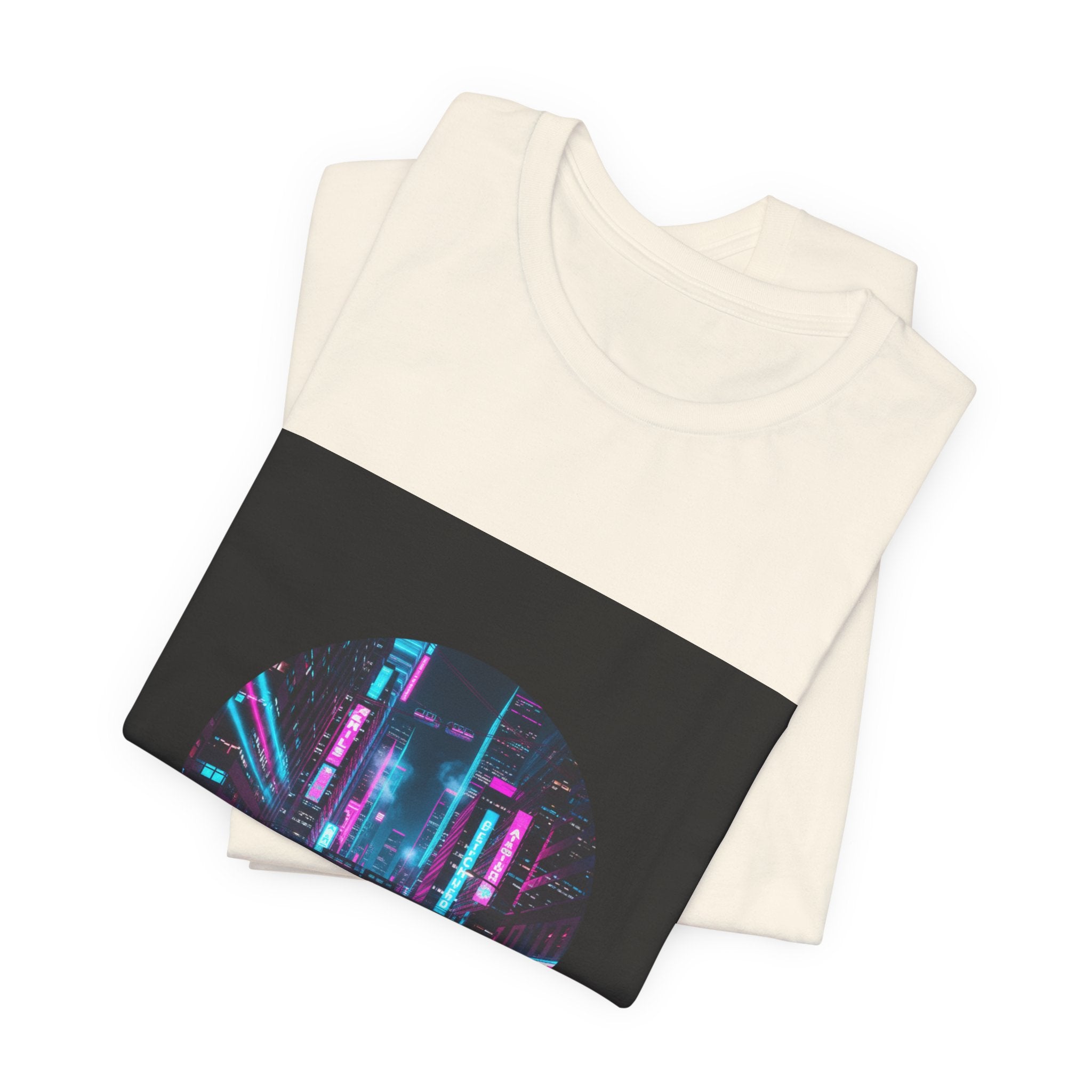 Neon Cyberpunk Skyline Tee | synthwave skyline, future city art