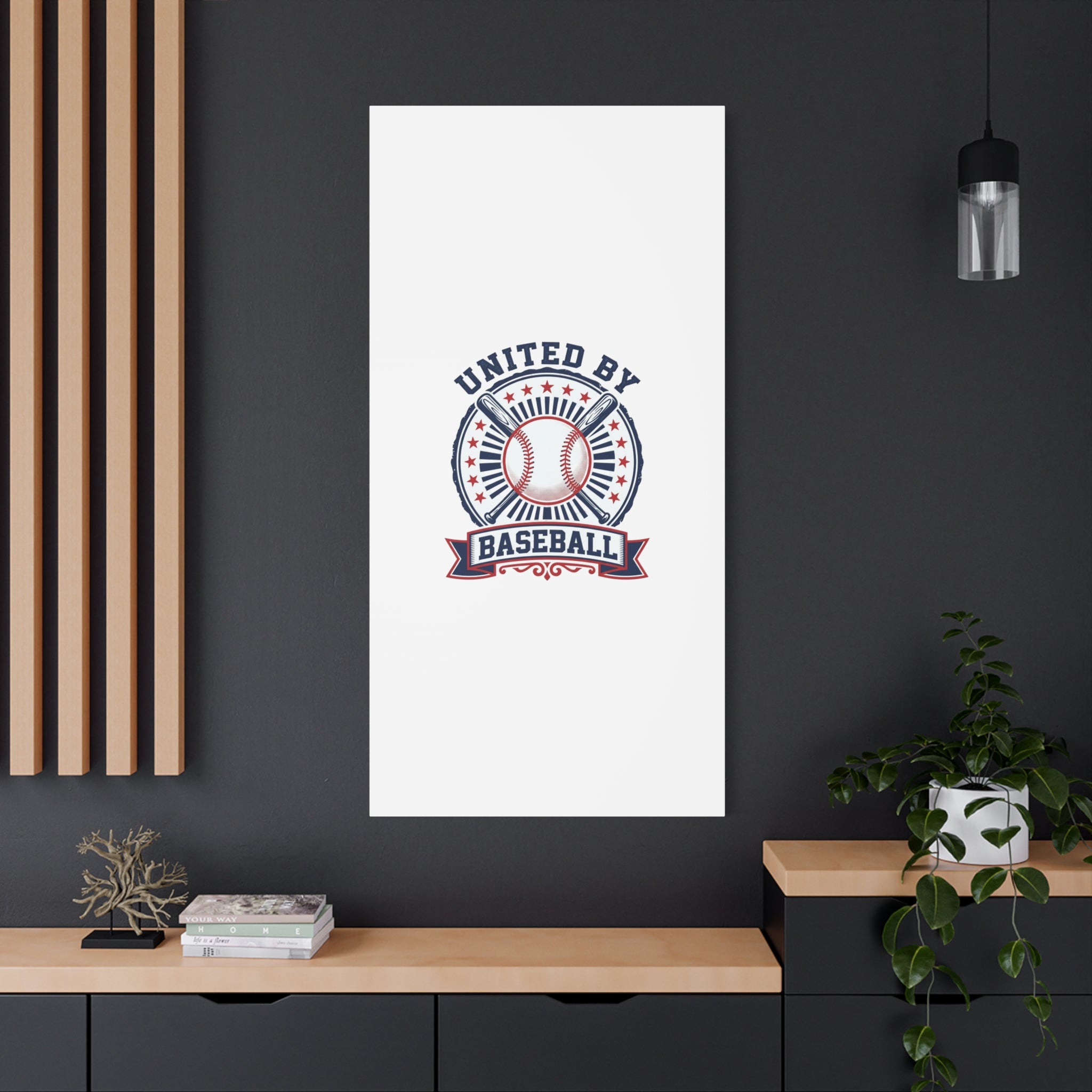 United by Baseball Canvas | Patriotic Baseball Graphic, Red White Blue Wall Art
