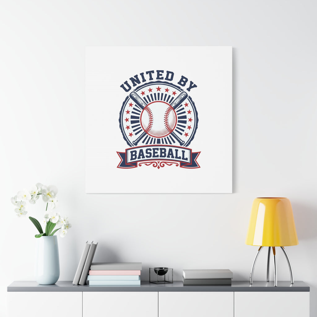 United by Baseball Canvas | Patriotic Baseball Graphic, Red White Blue Wall Art