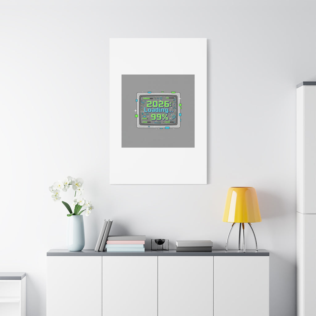 2026 Loading 99% Canvas | NYE countdown, retro system interface