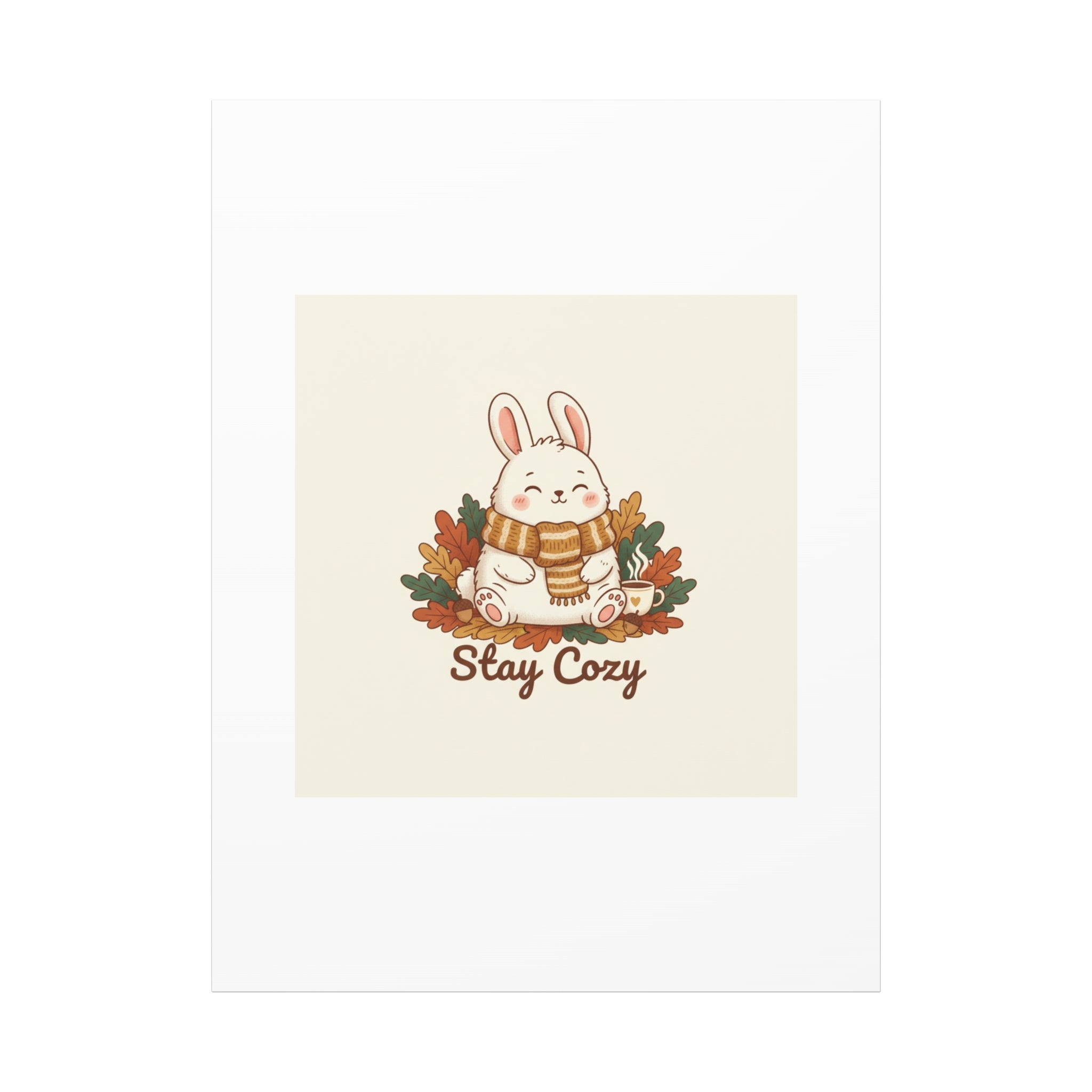 Cozy Bunny Illustration Canvas | Cute Critter Winter Forest Art