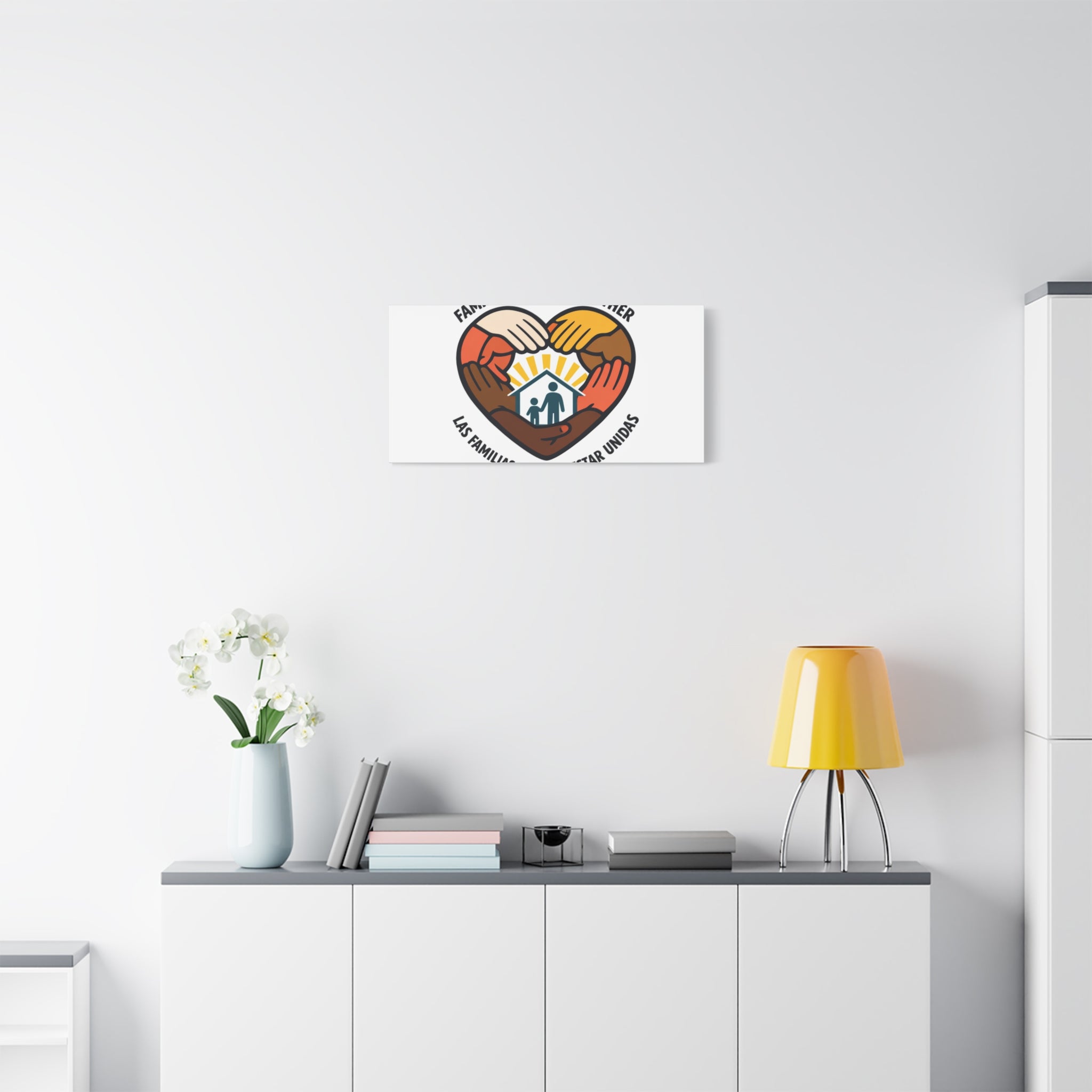 Families Belong Together Canvas, family unity solidarity, bilingual inclusive decor