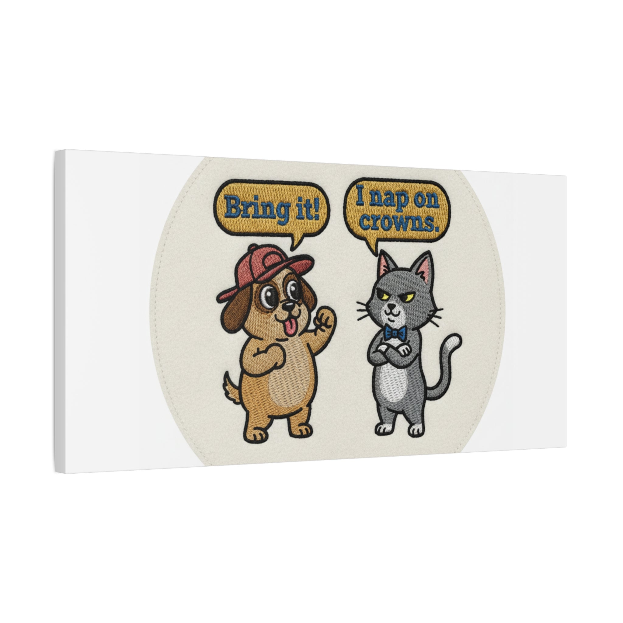 Funny Cat vs Dog Canvas | Pet Rivalry Wall Art