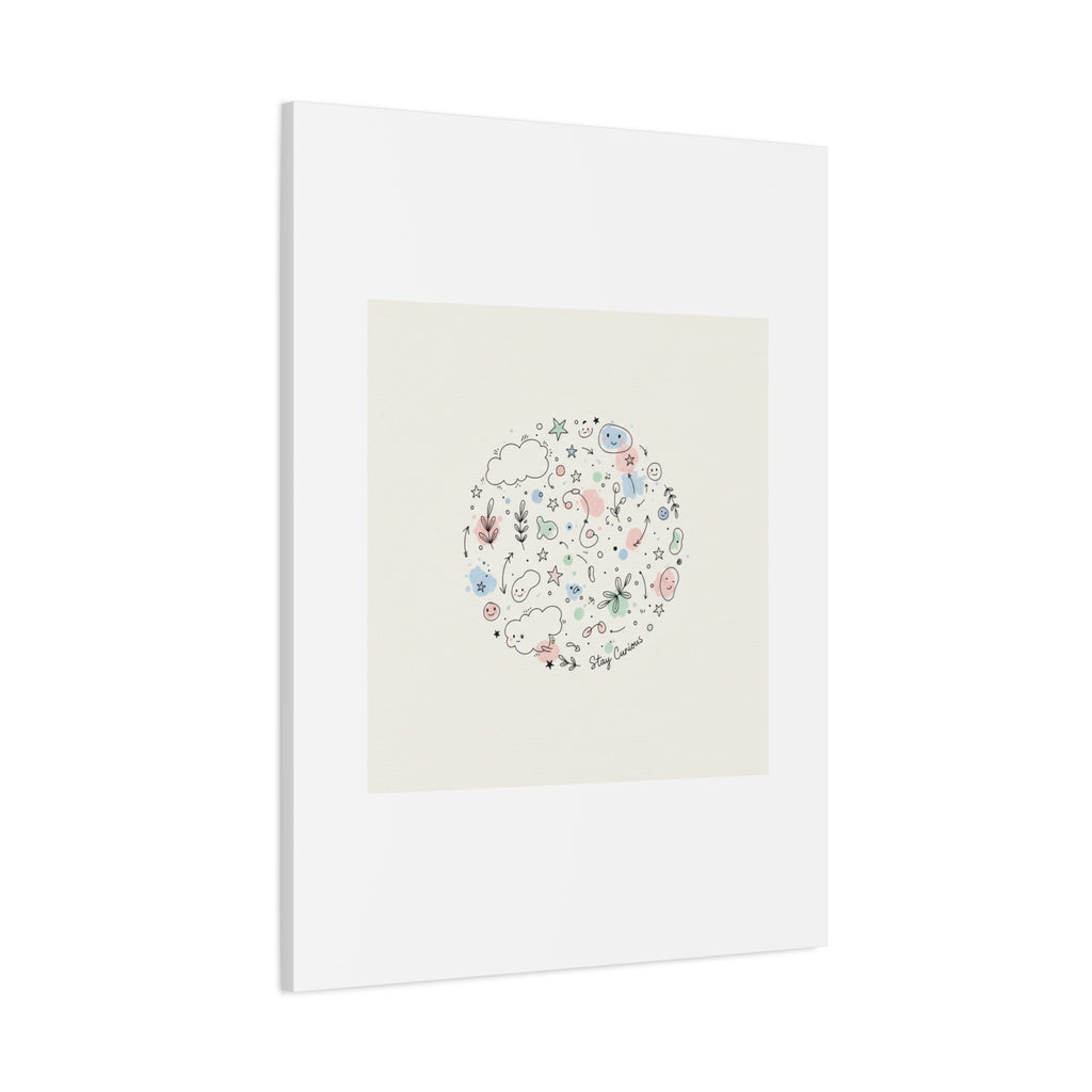 Doodle Circle Line Drawing Matte Canvas, Hand-Drawn Sketch Art