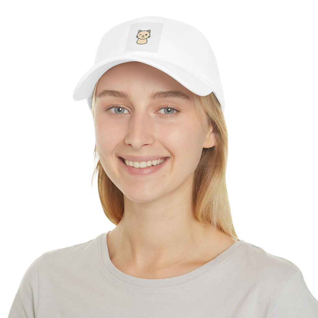 Cute Cat Patch Baseball Cap — Minimalist Kitten Embroidered Hat