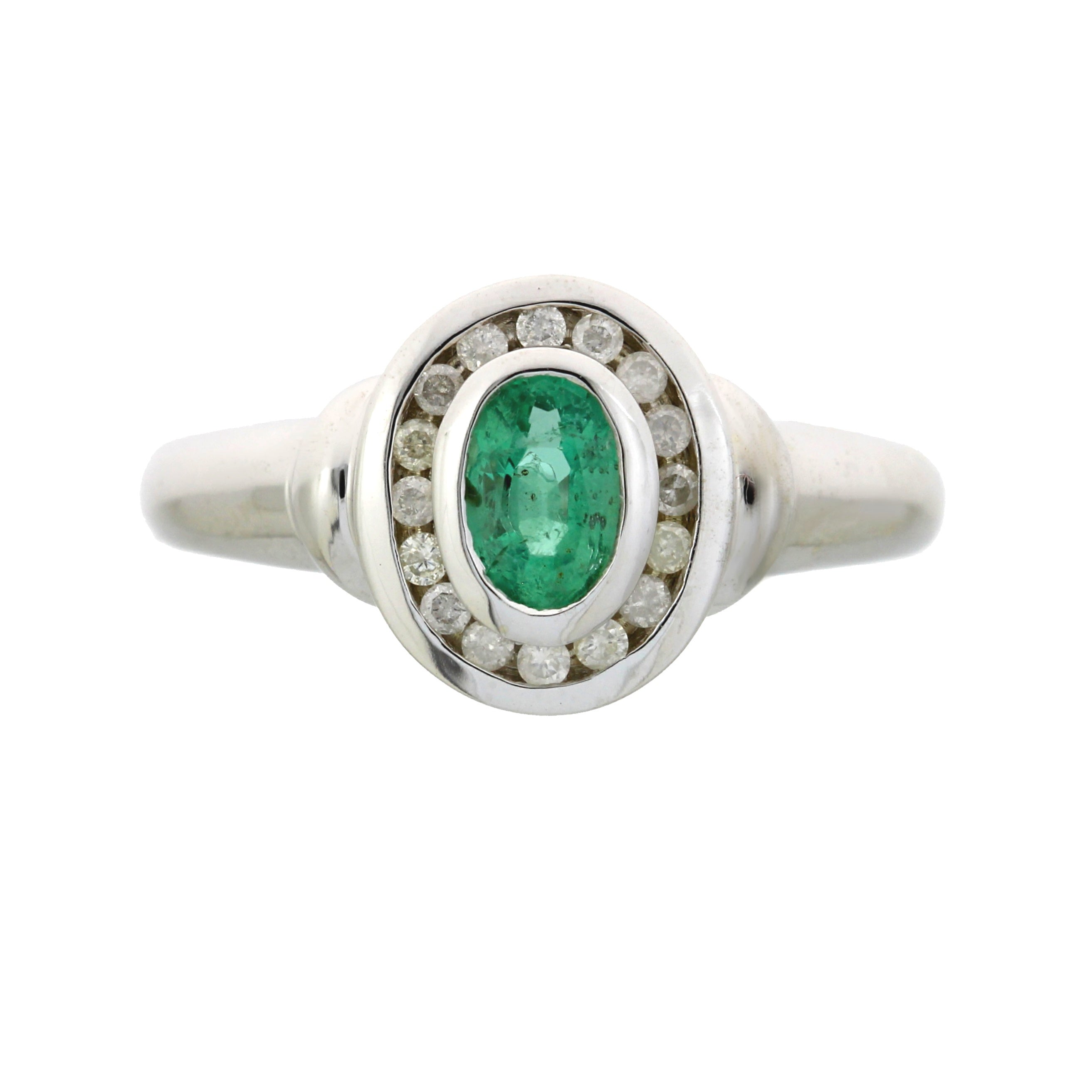 Natural .60ct Emerald Diamond Ring 10KT White Gold
