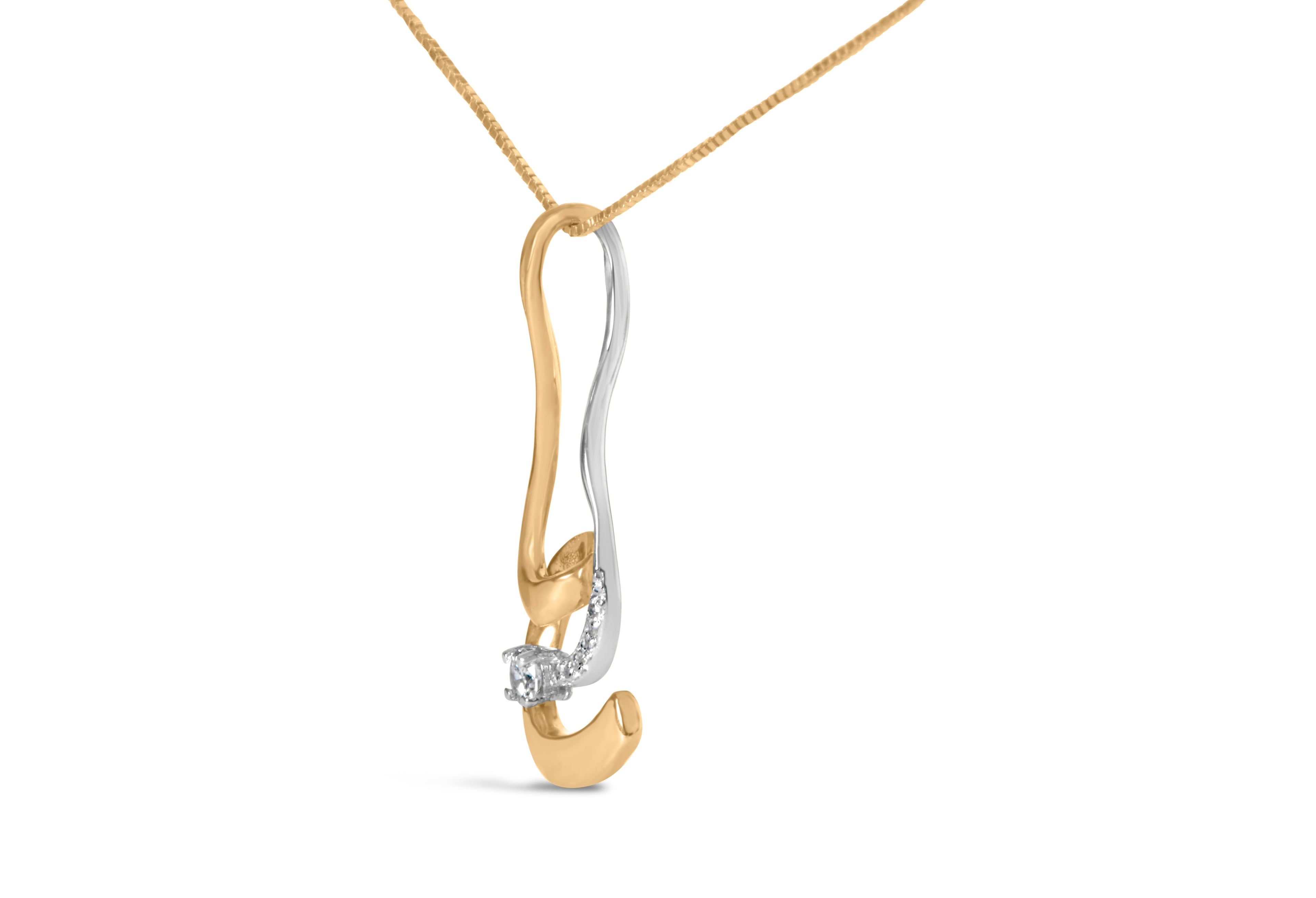 Espira 10K Two-Tone Gold 1/10 cttw Round Cut Diamond Swirl Pendant Necklace (I-J, I2-I3)