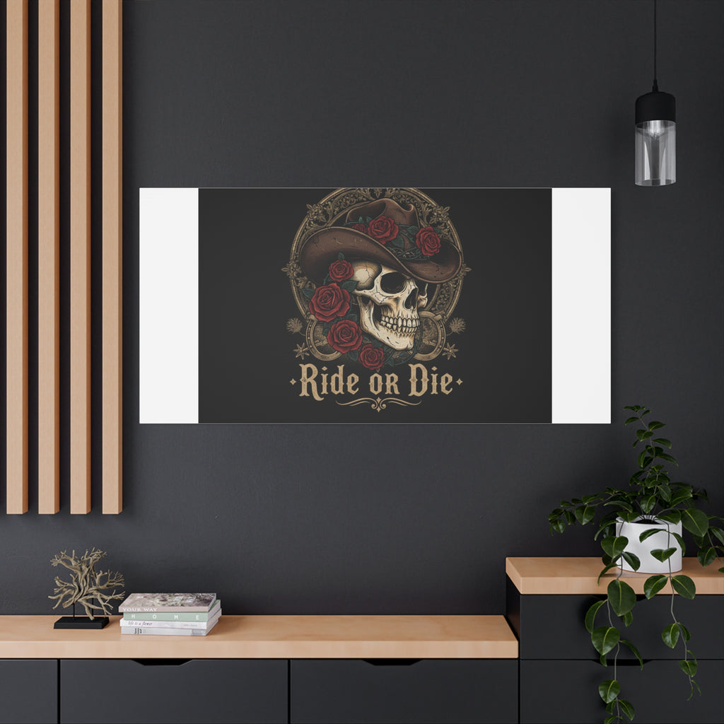Ride or Die Skull Canvas | Western Skull Art, Gothic Americana
