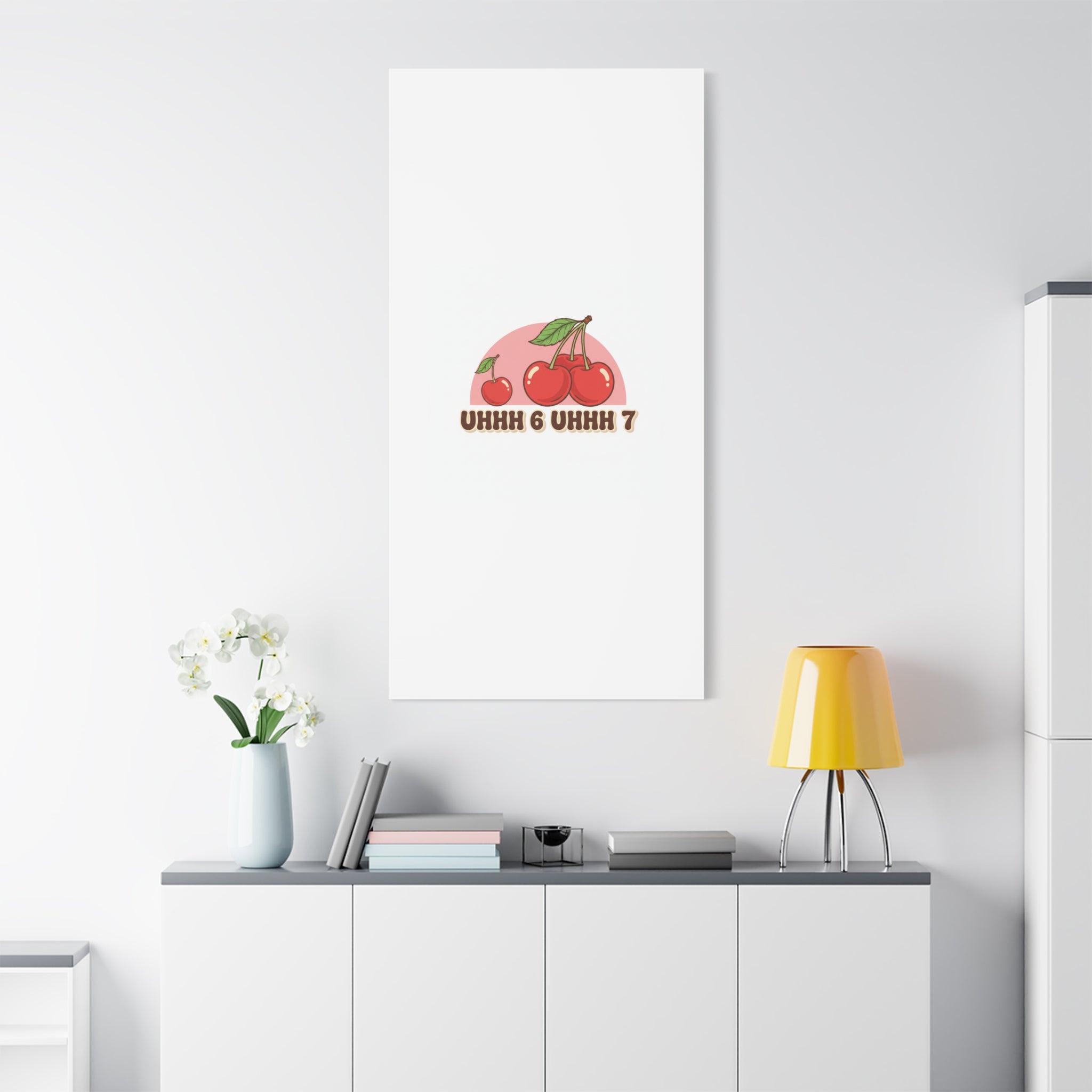 Six Severn Cherry Retro Graphic Canvas | kawaii fruit print, vintage cherry design