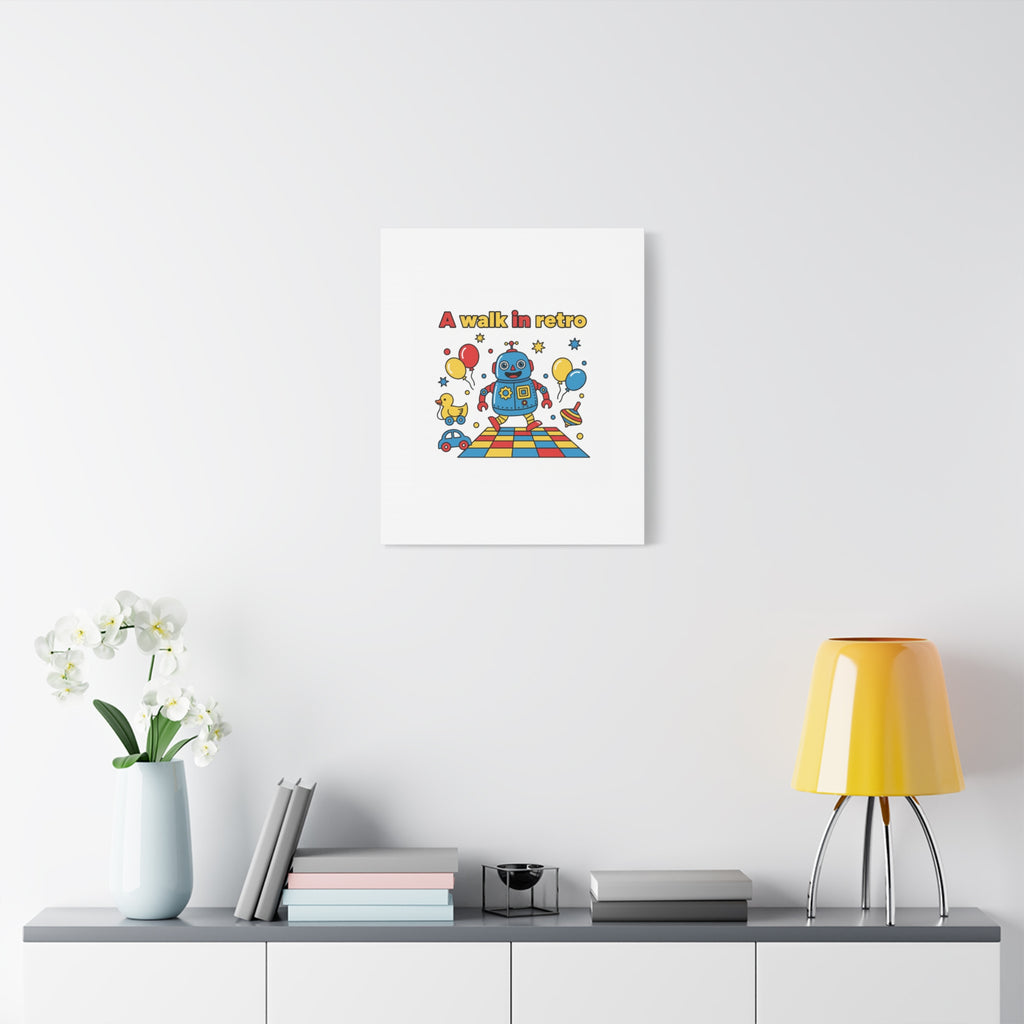 Retro Toy Robot Canvas | Throwback Kid, Primary Color Nostalgia