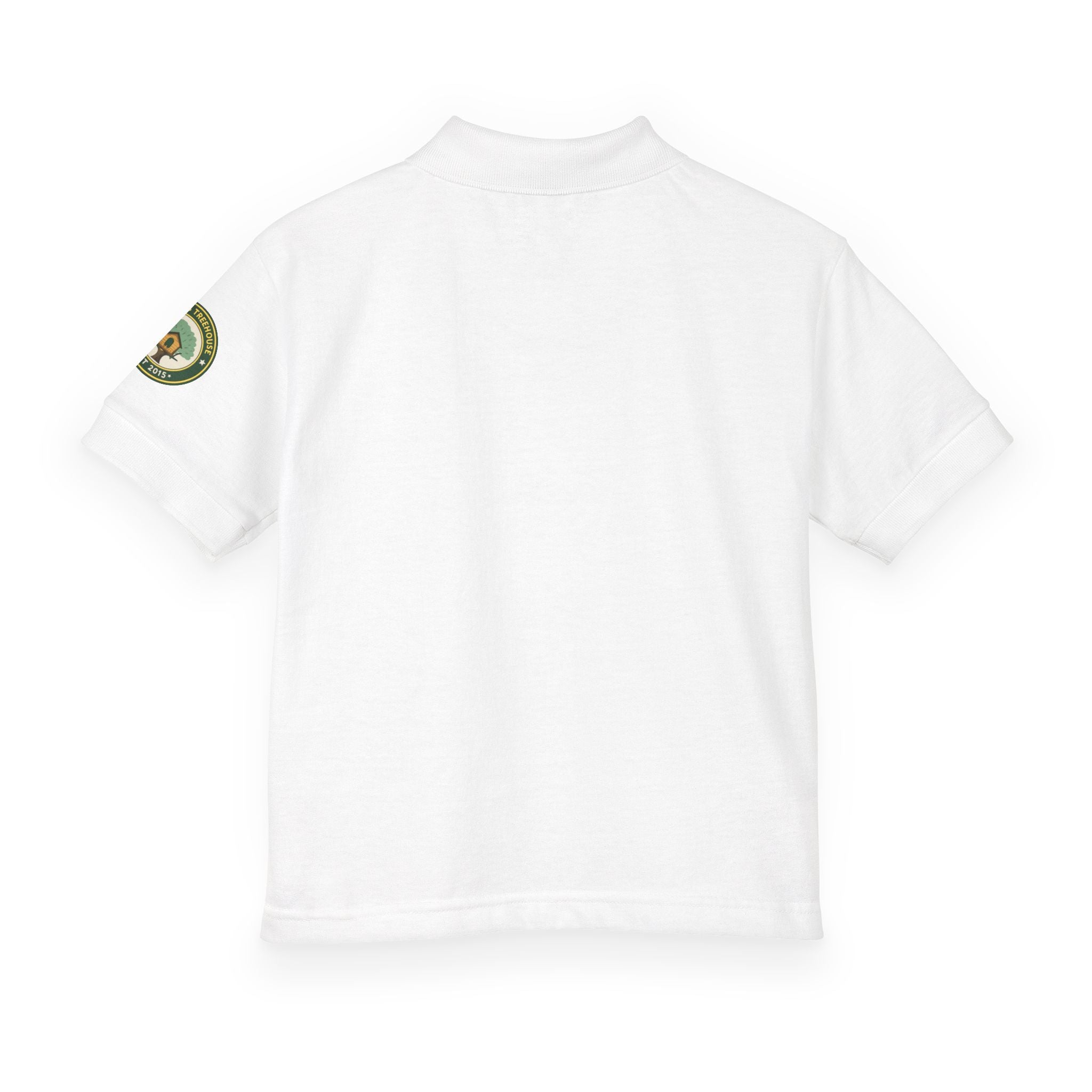 Youth Polo Shirt with Vintage Ski Lodge Pocket & Patch — Kids Outdoor/Resort Style
