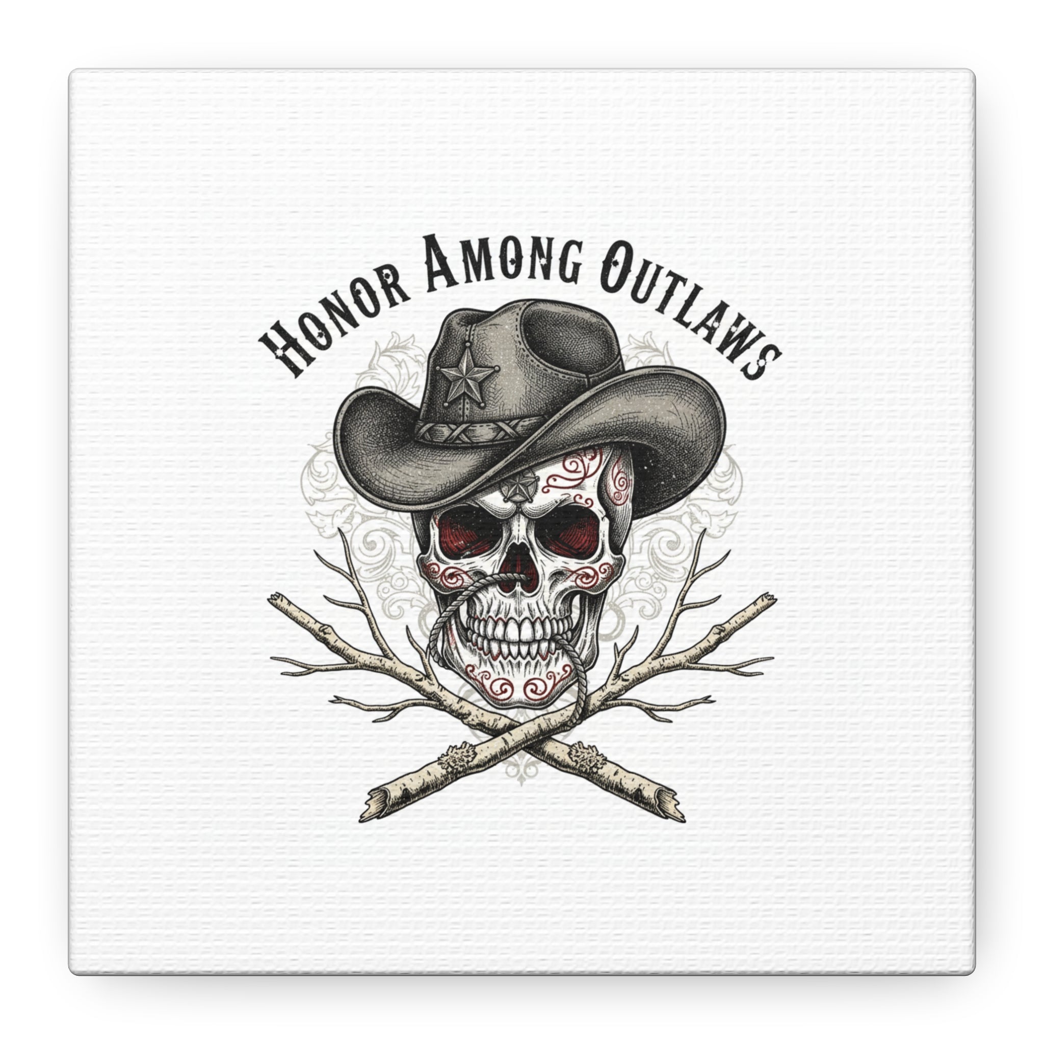 Honor Among Outlaws Canvas | Western Skull Art, Gothic Americana Desert Noir