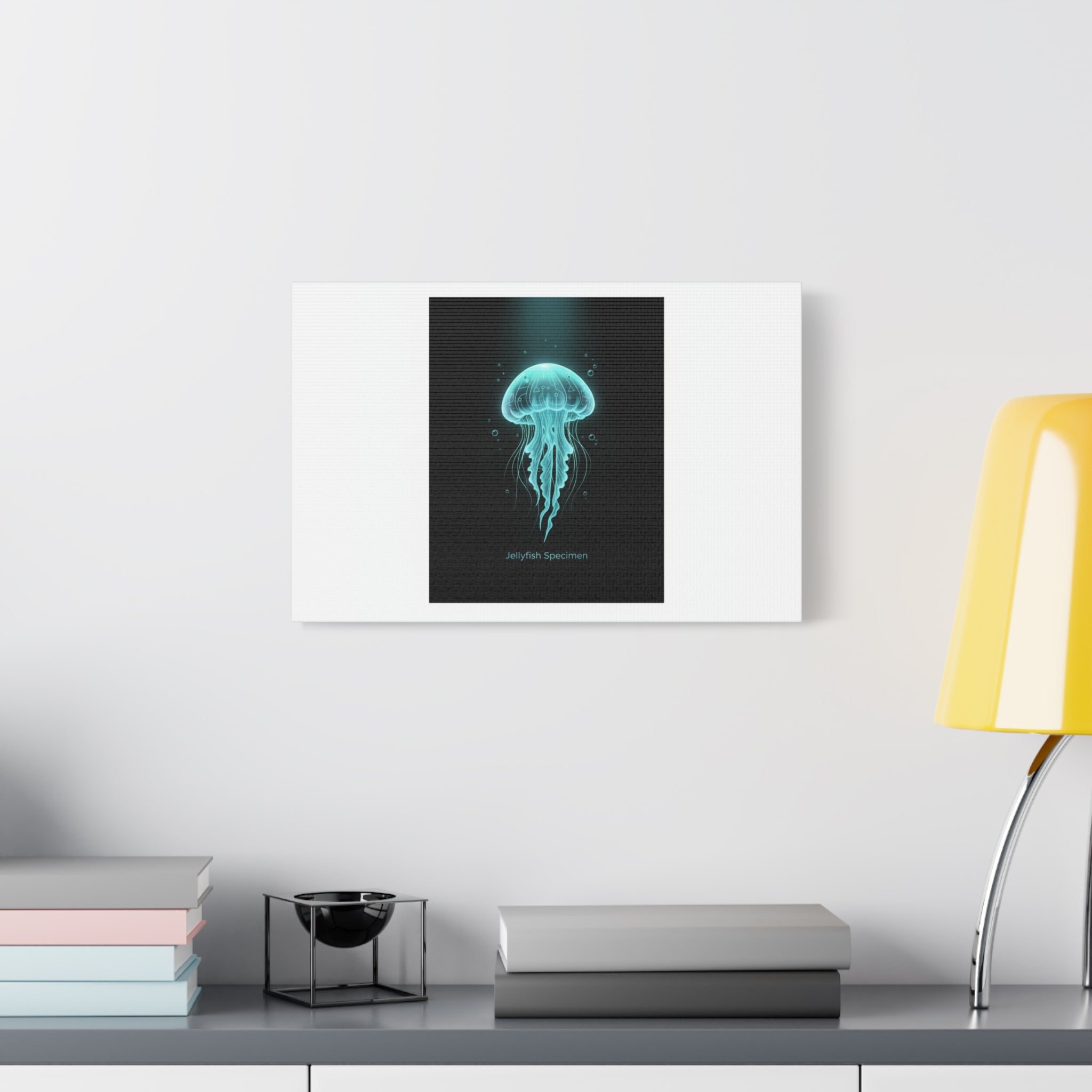 Bioluminescent Jellyfish Art Canvas | Deep Sea Aesthetic, Neon Glow
