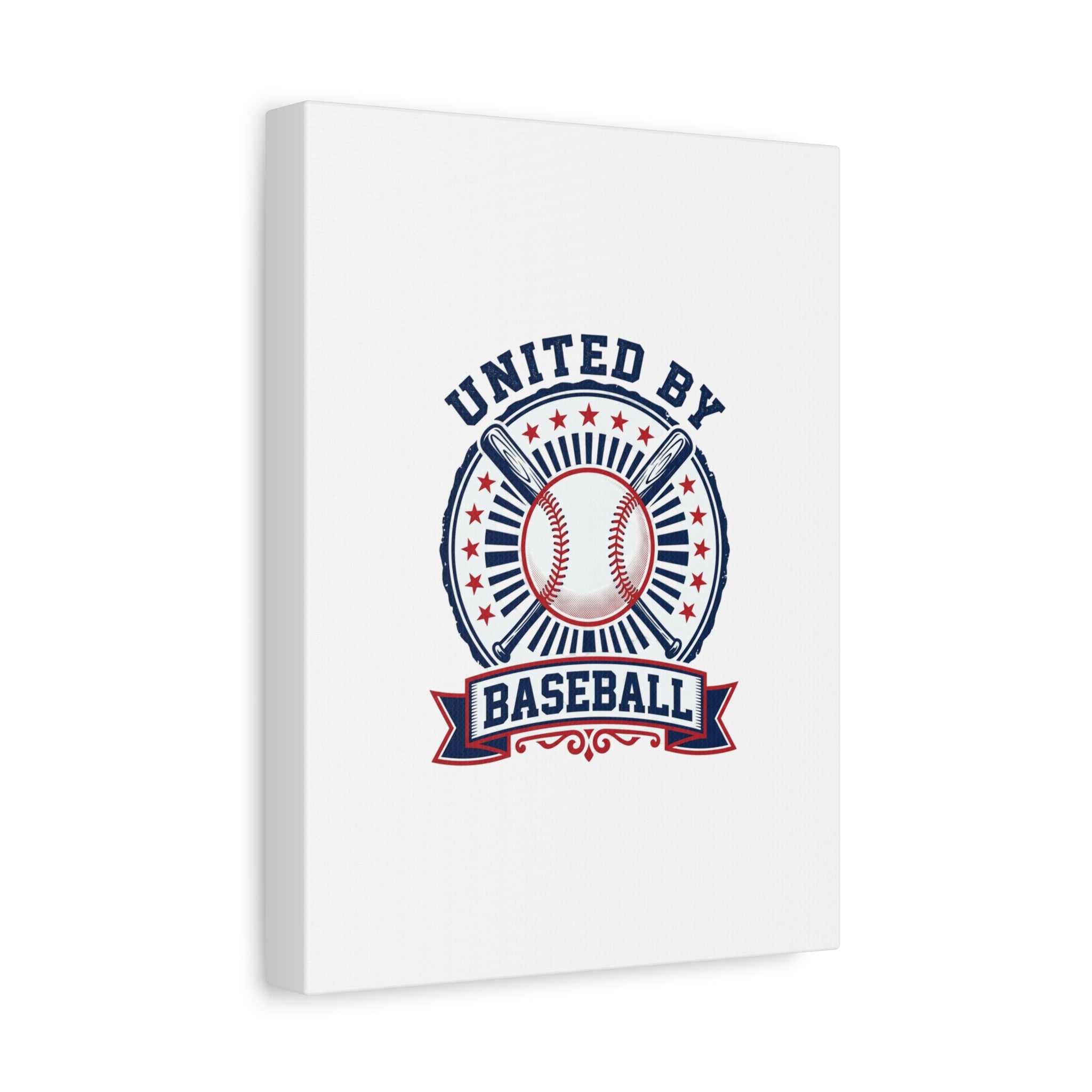 United by Baseball Canvas | Patriotic Baseball Graphic, Red White Blue Wall Art