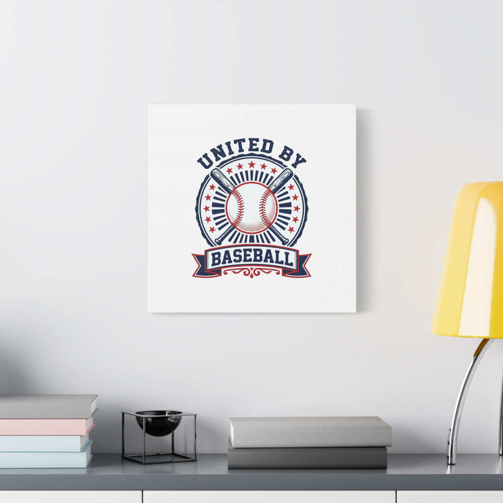 United by Baseball Canvas | Patriotic Baseball Graphic, Red White Blue Wall Art