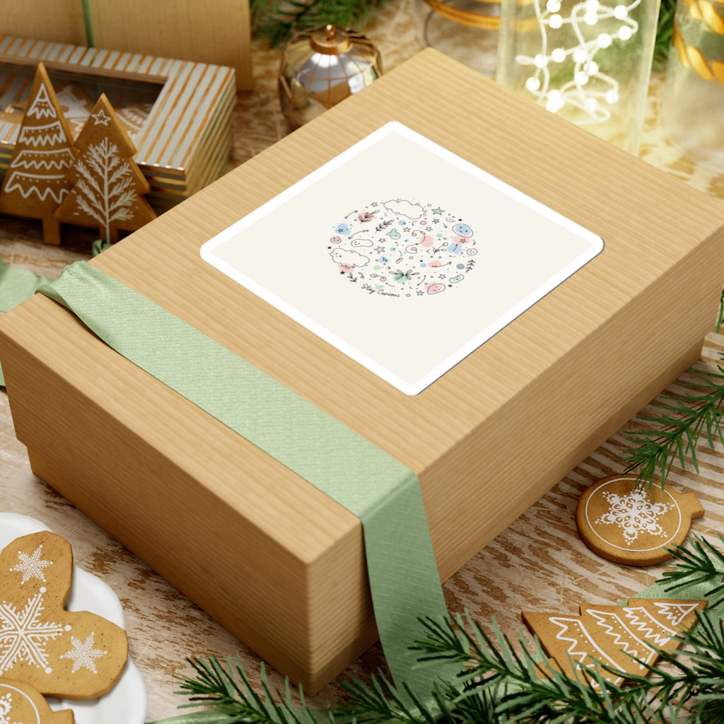 Hand-Drawn Doodle Circle Sticker | Minimal Line Sketch, Pastel Accents