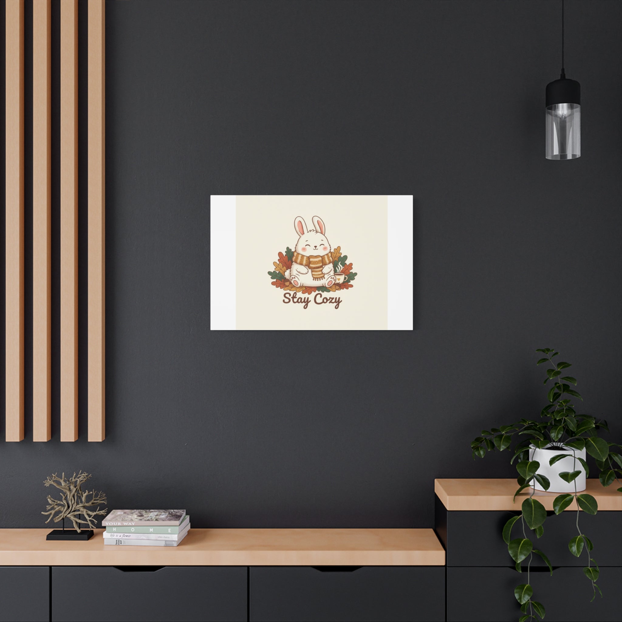 Cozy Bunny Illustration Canvas | Cute Critter Winter Forest Art