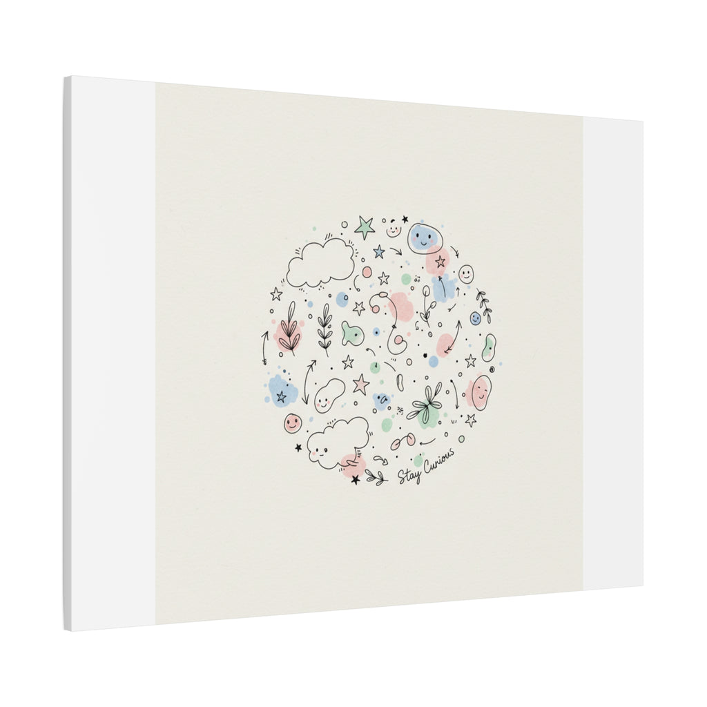 Doodle Circle Line Drawing Matte Canvas, Hand-Drawn Sketch Art