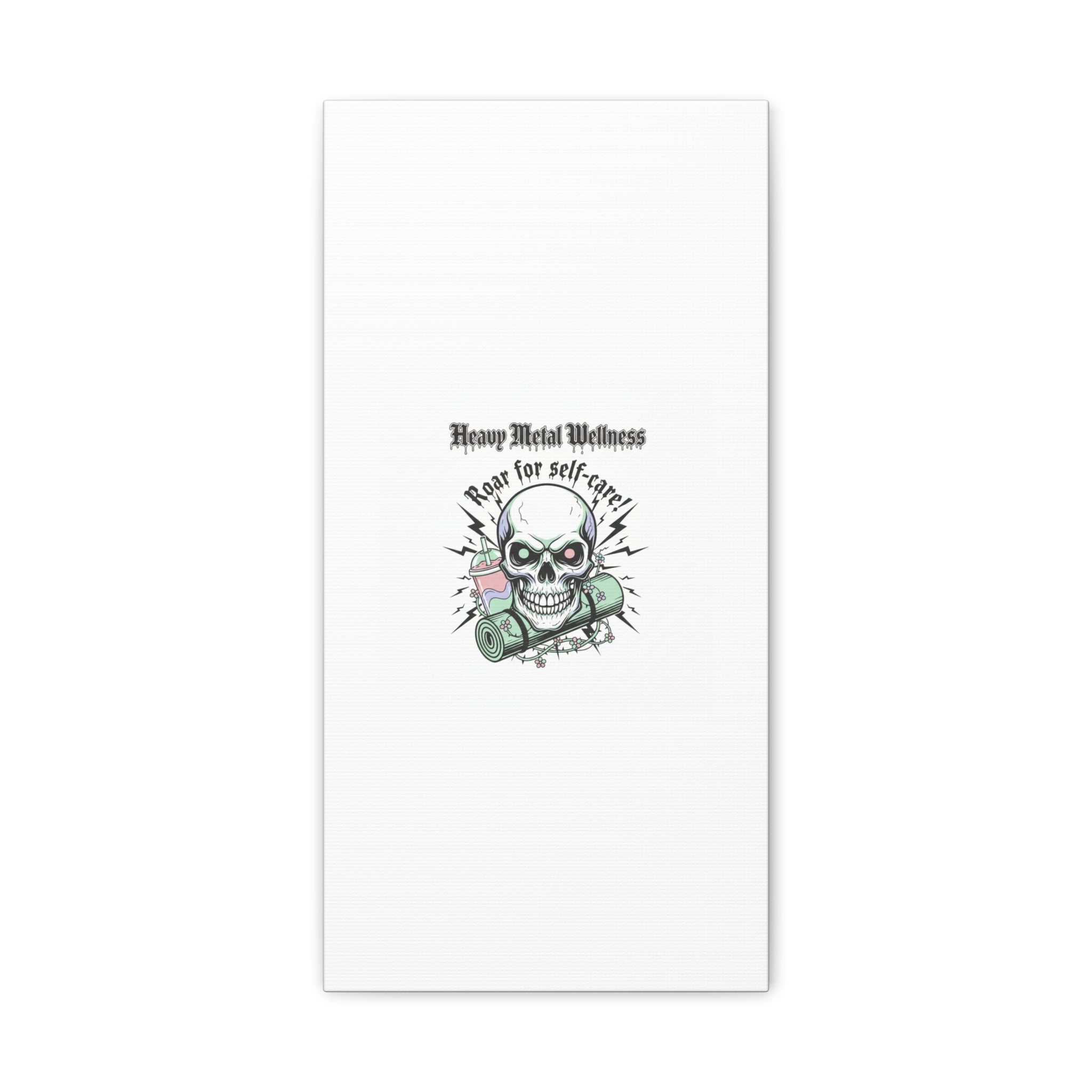 Roar for Self-Care Skull Canvas | heavy metal wellness, gothic wellness quote