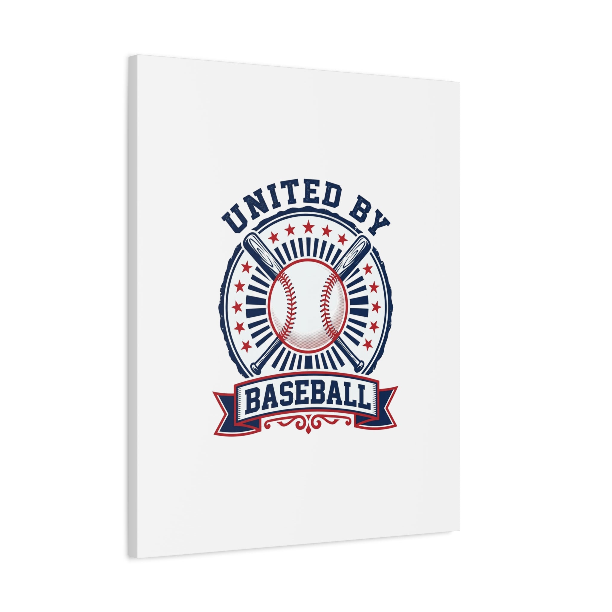United by Baseball Canvas | Patriotic Baseball Graphic, Red White Blue Wall Art