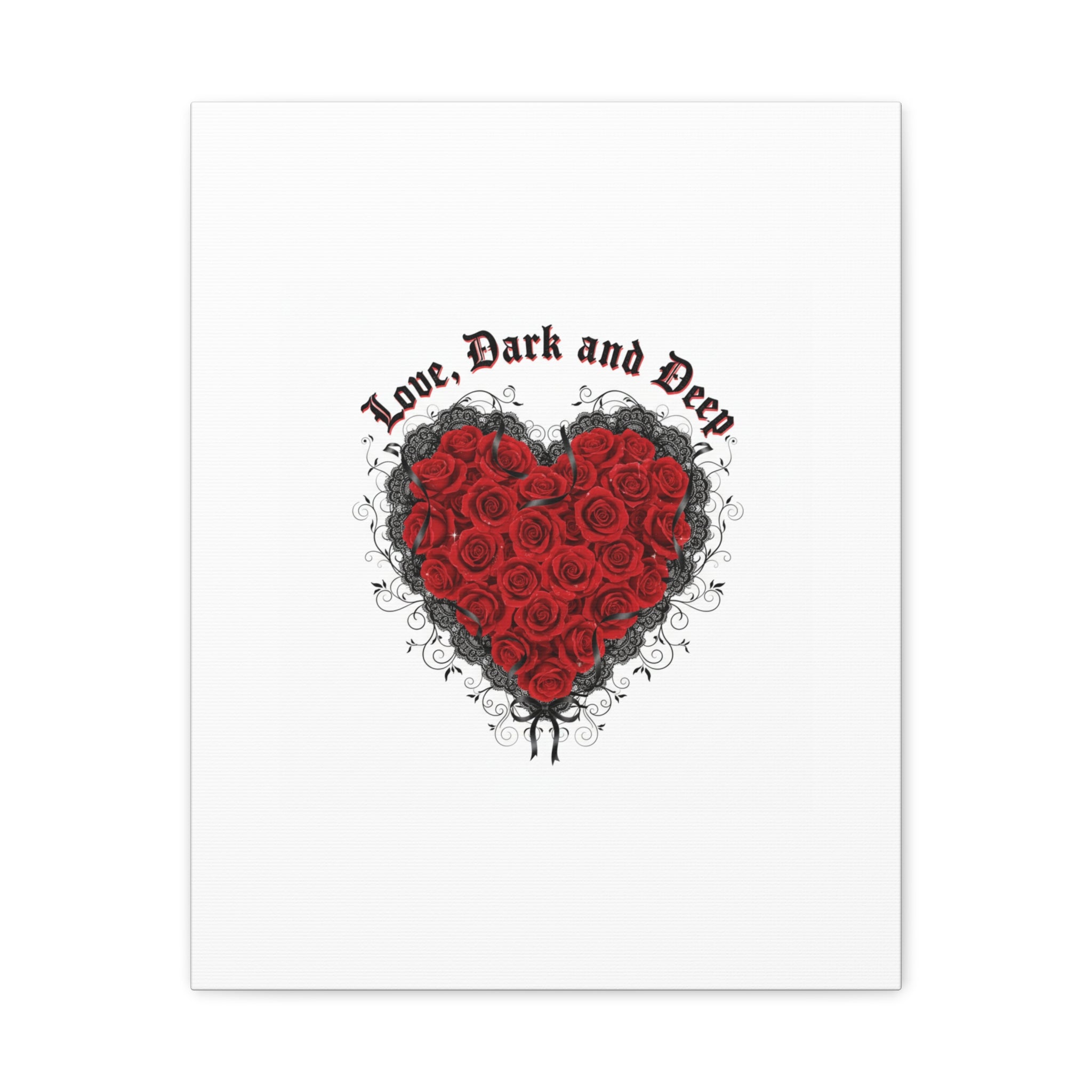 Love Dark and Deep Heart Canvas, Nu Romantic Gothic Romance, 80s Nostalgia
