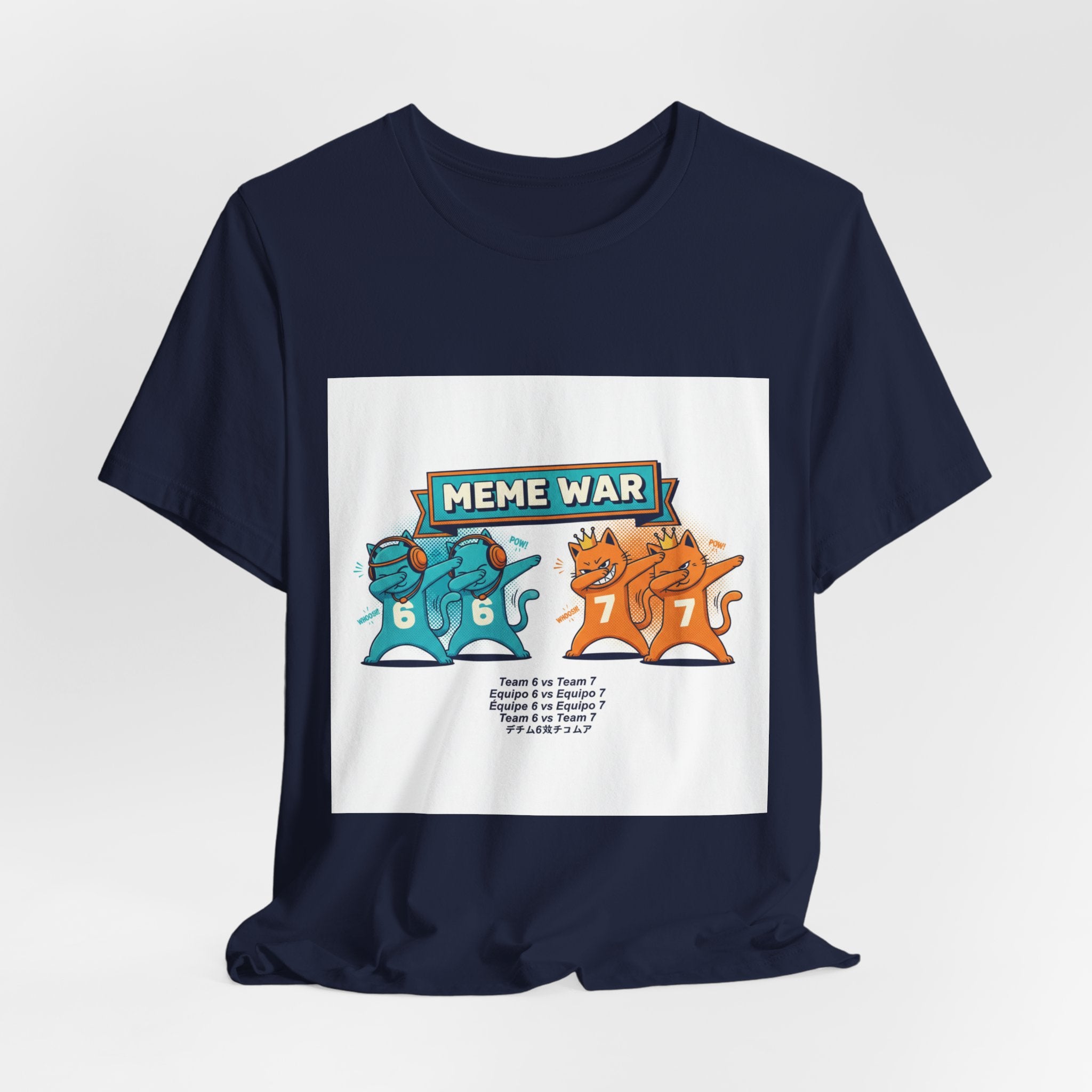 Meme War Cats Dabbing T-Shirt — Six vs. Seven Funny Graphic Tee