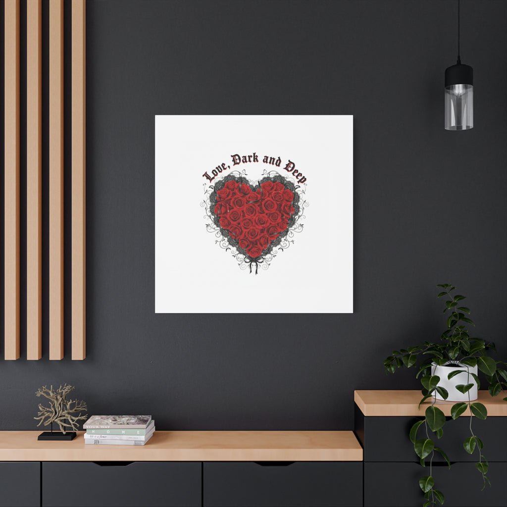 Love Dark and Deep Heart Canvas, Nu Romantic Gothic Romance, 80s Nostalgia