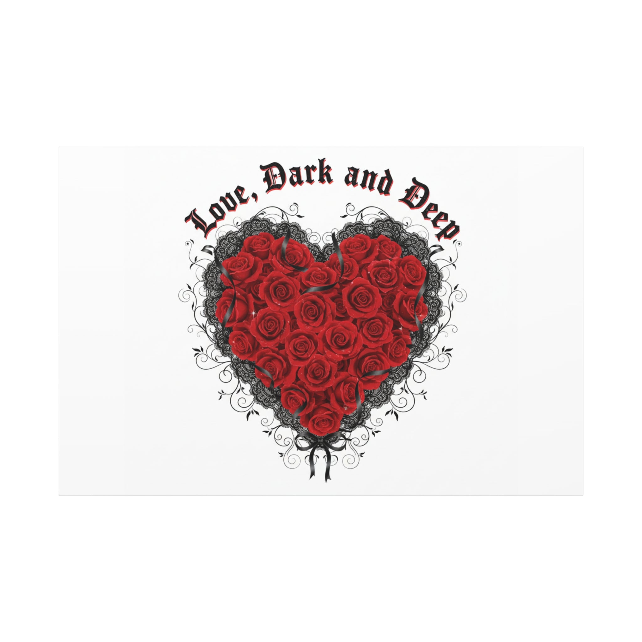 Love Dark and Deep Heart Canvas, Nu Romantic Gothic Romance, 80s Nostalgia