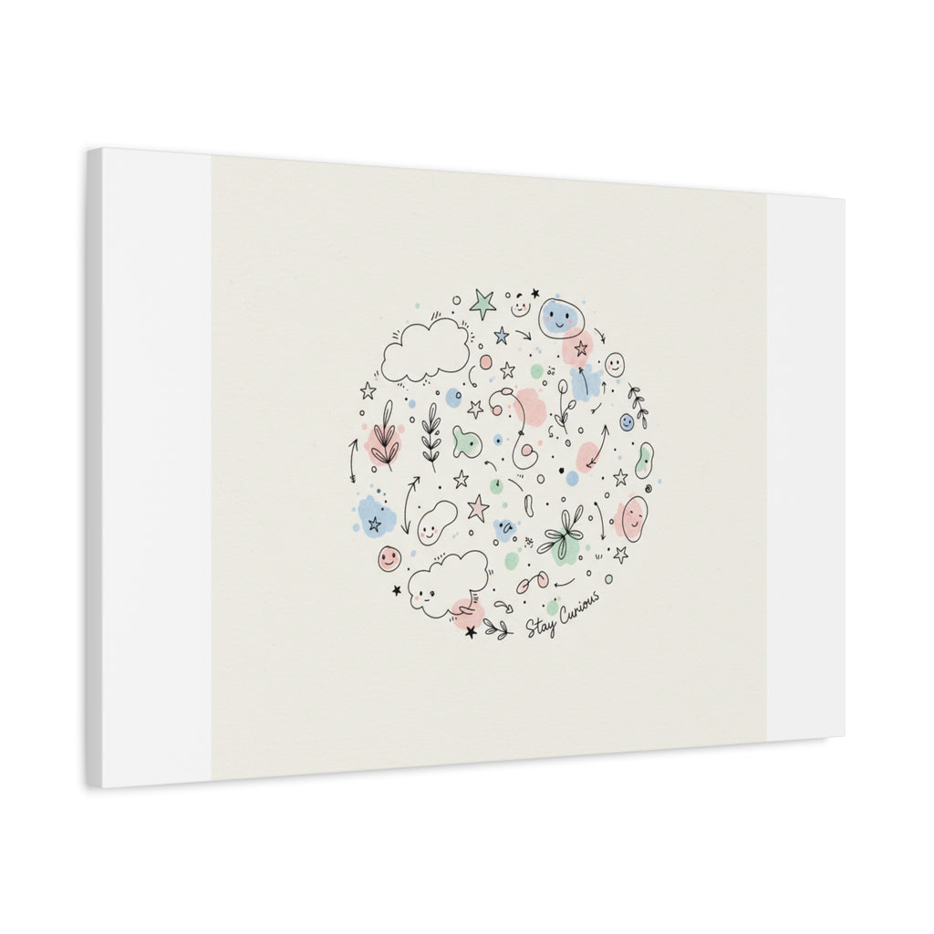 Doodle Circle Line Drawing Matte Canvas, Hand-Drawn Sketch Art