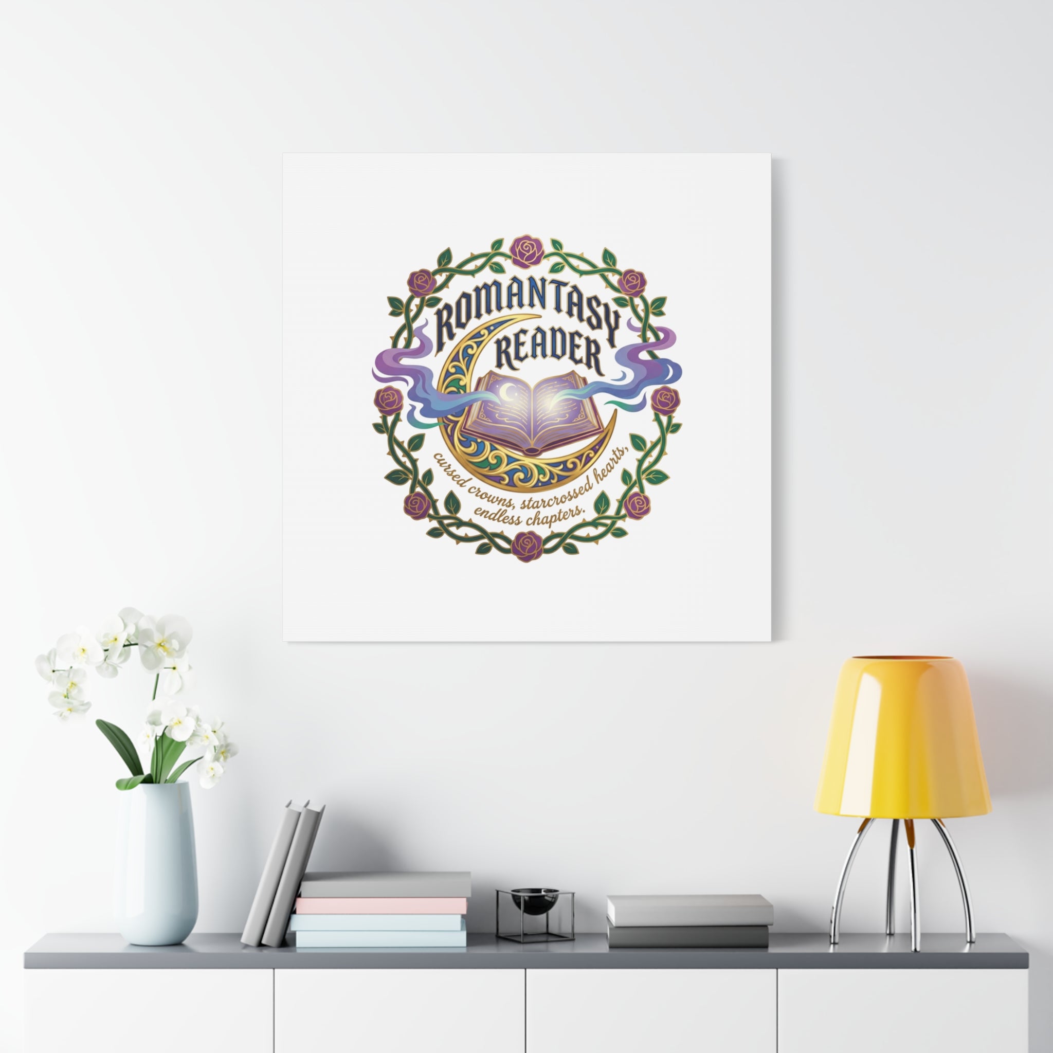 Romantasy Reader Canvas Print | enchanted bookish celestial gothic