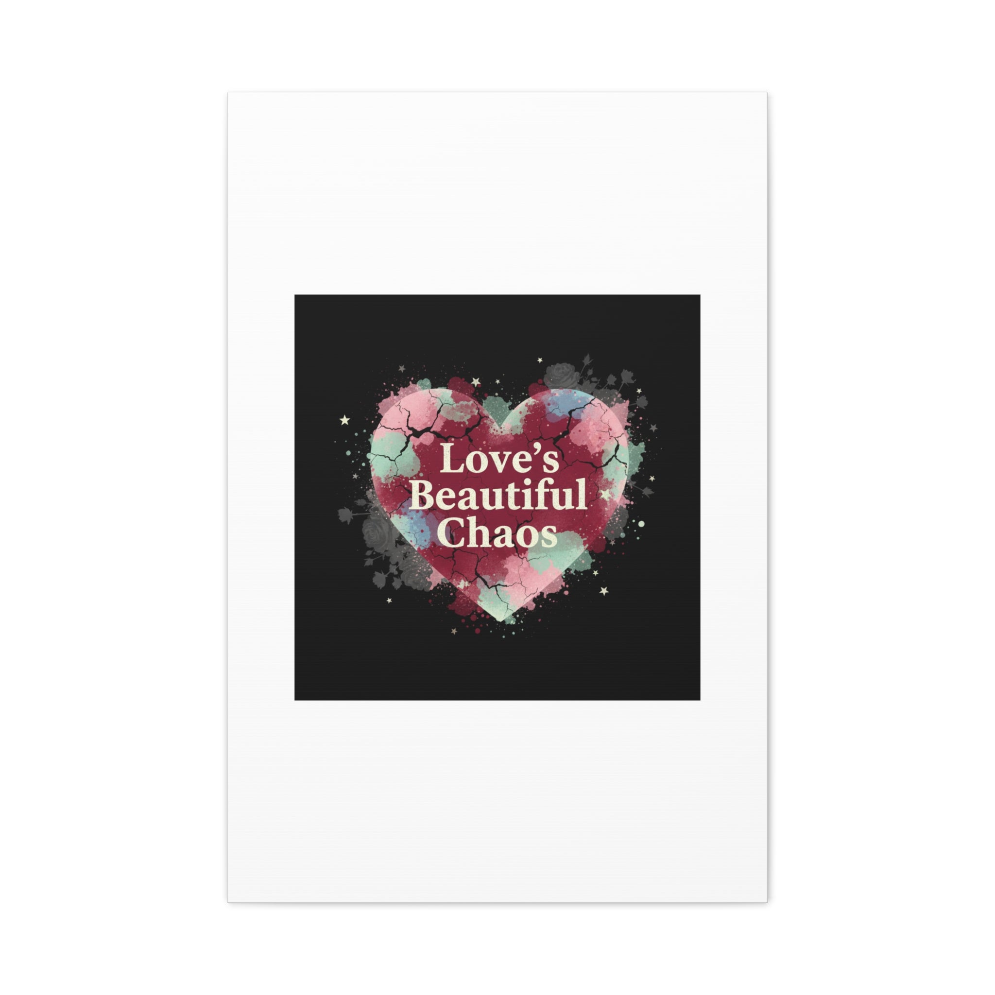 Love's Beautiful Chaos Canvas Print | Soft Grunge Hearts, Distressed Heart Art