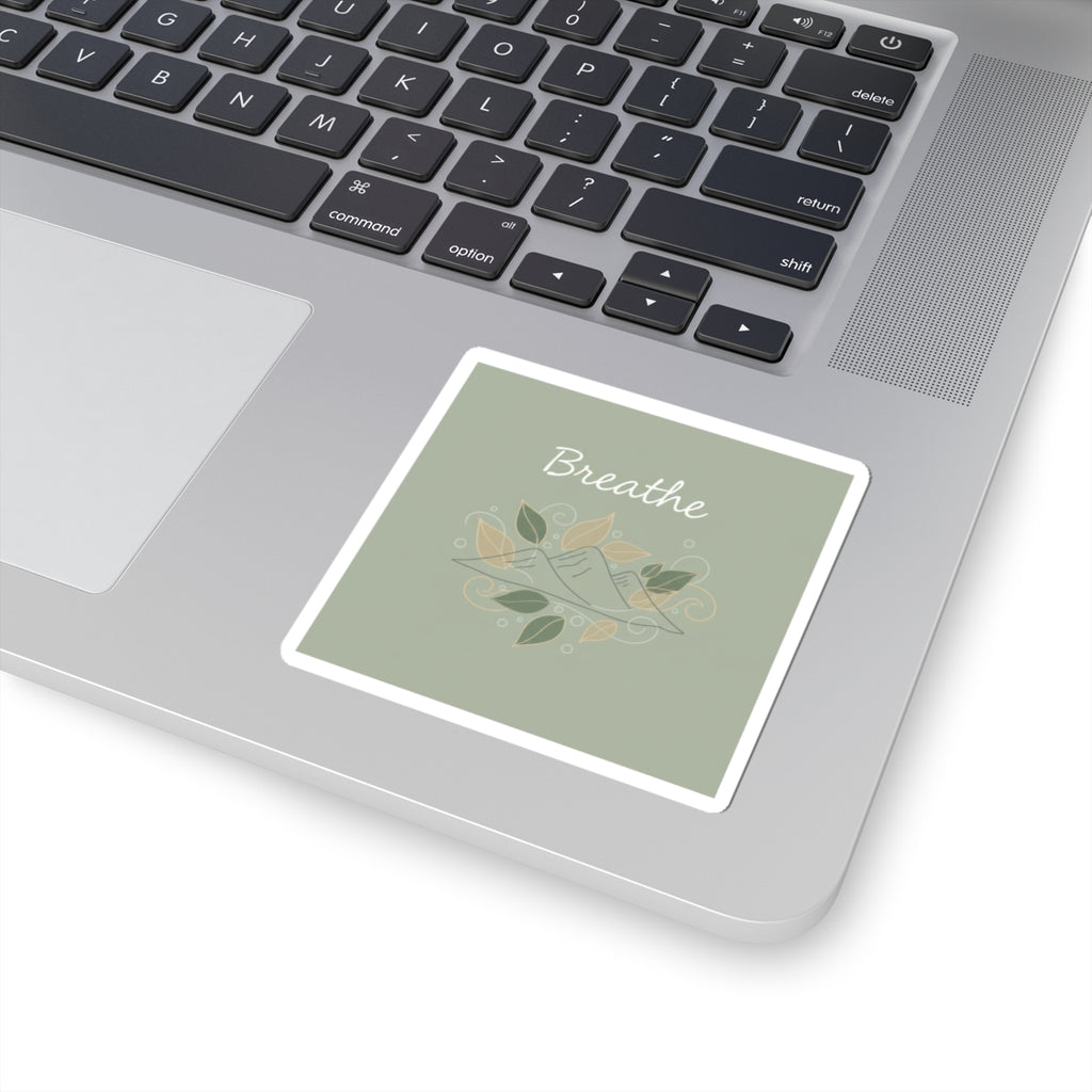 Breathe Mountain Sticker | Nature Vibes Decal, Minimal Forest Moon Phase Style