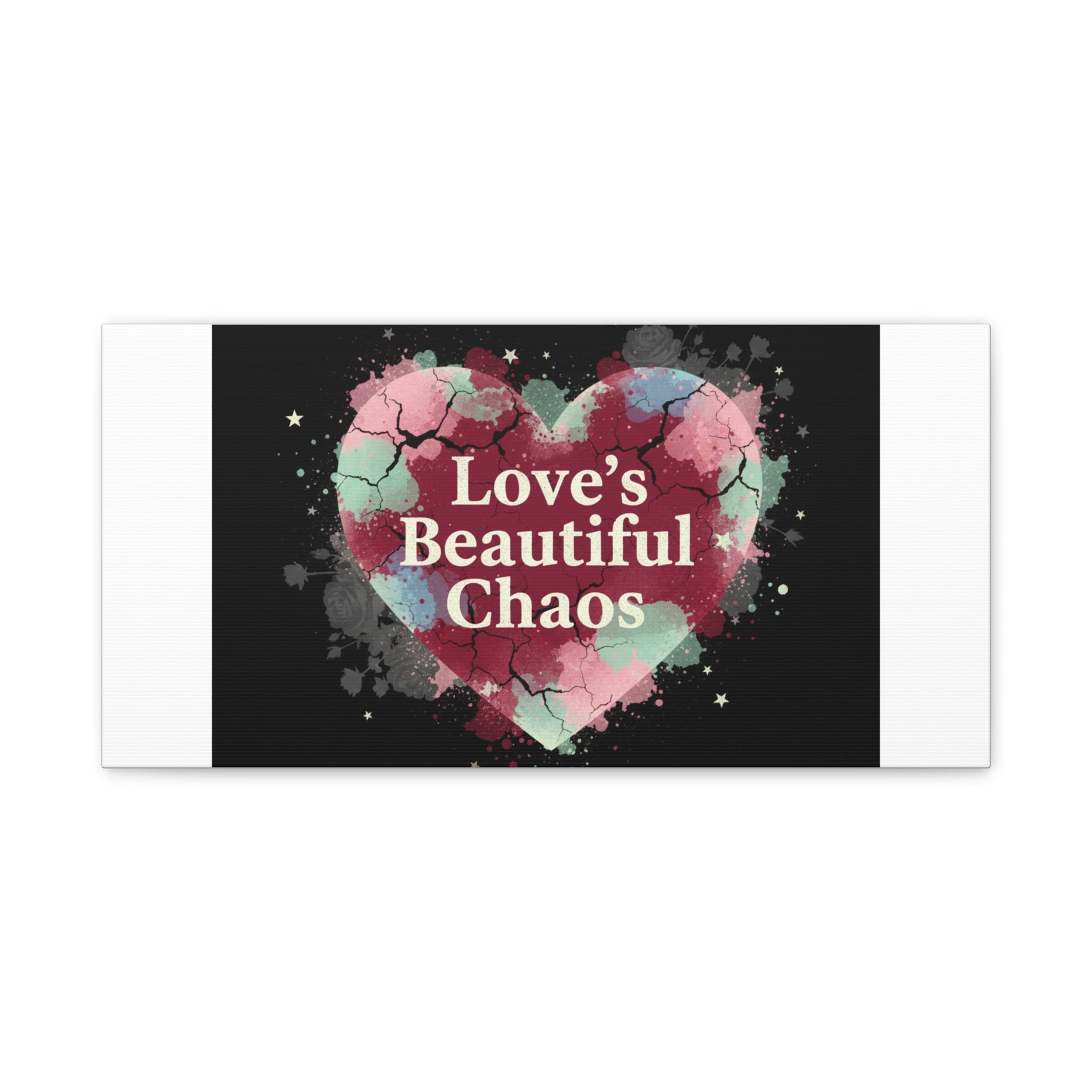 Love's Beautiful Chaos Canvas Print | Soft Grunge Hearts, Distressed Heart Art