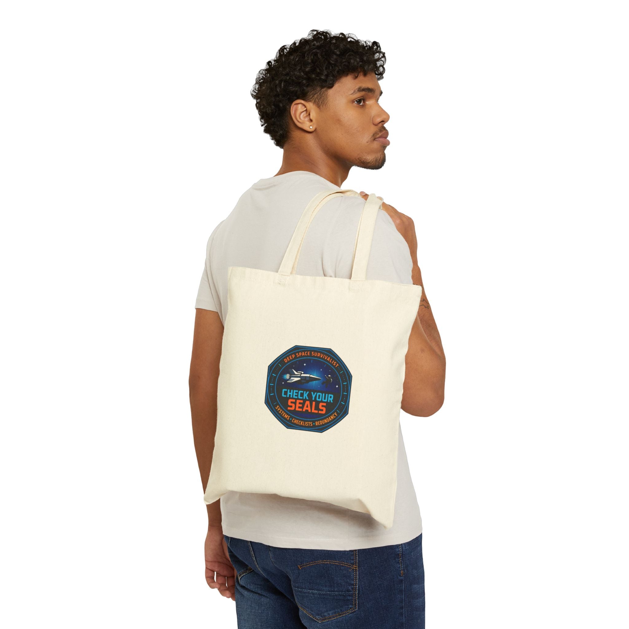 Check Your Seals Mission Patch Tote | hard sci‑fi, space survival, exploration