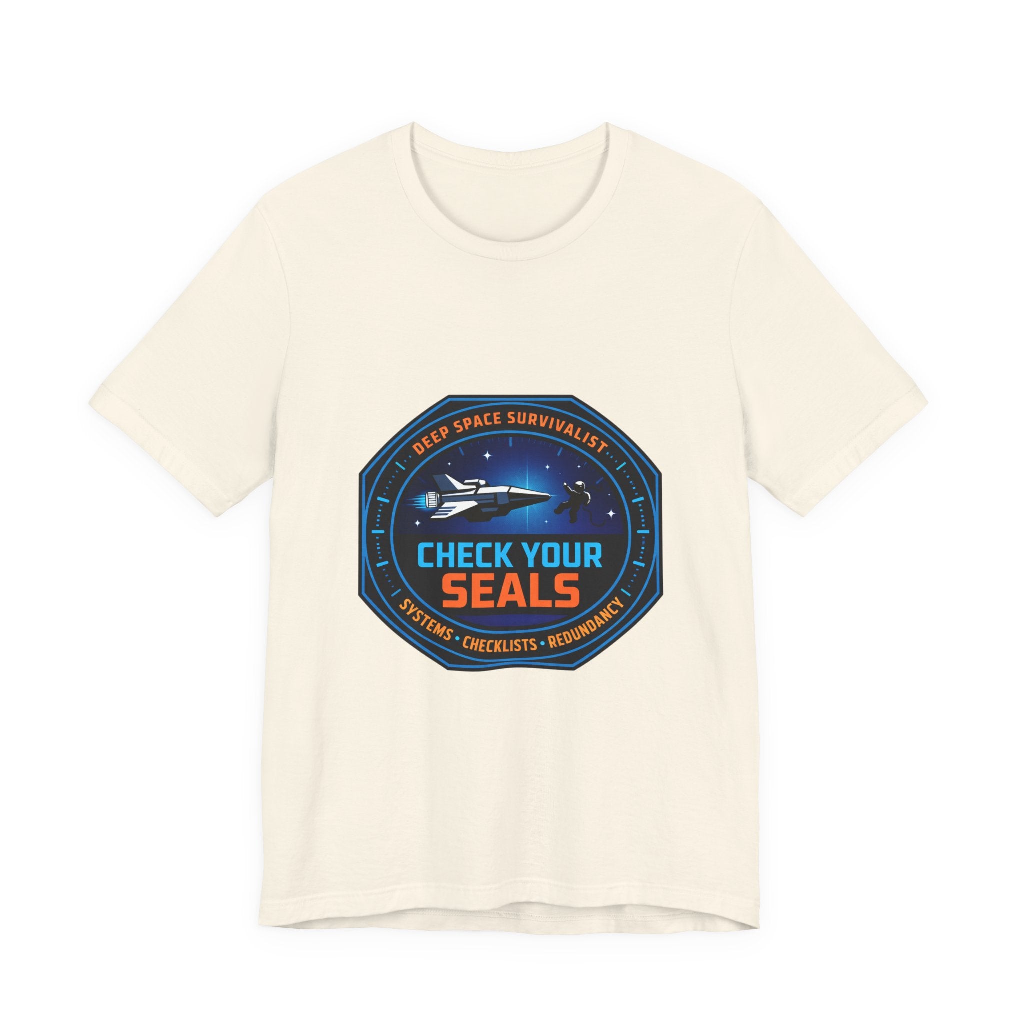 Check Your Seals Mission Patch T-Shirt | hard sci‑fi, space survival