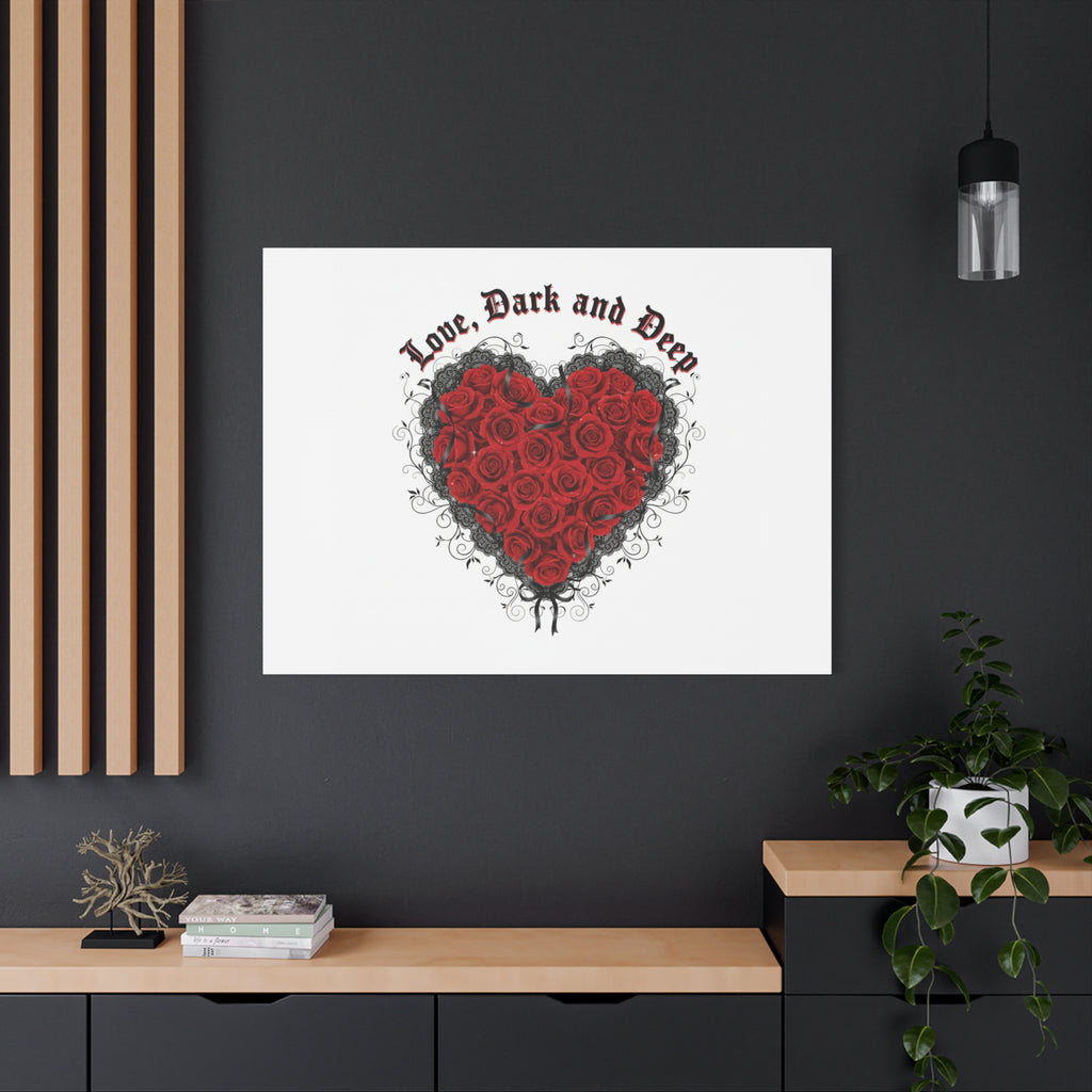 Love Dark and Deep Heart Canvas, Nu Romantic Gothic Romance, 80s Nostalgia