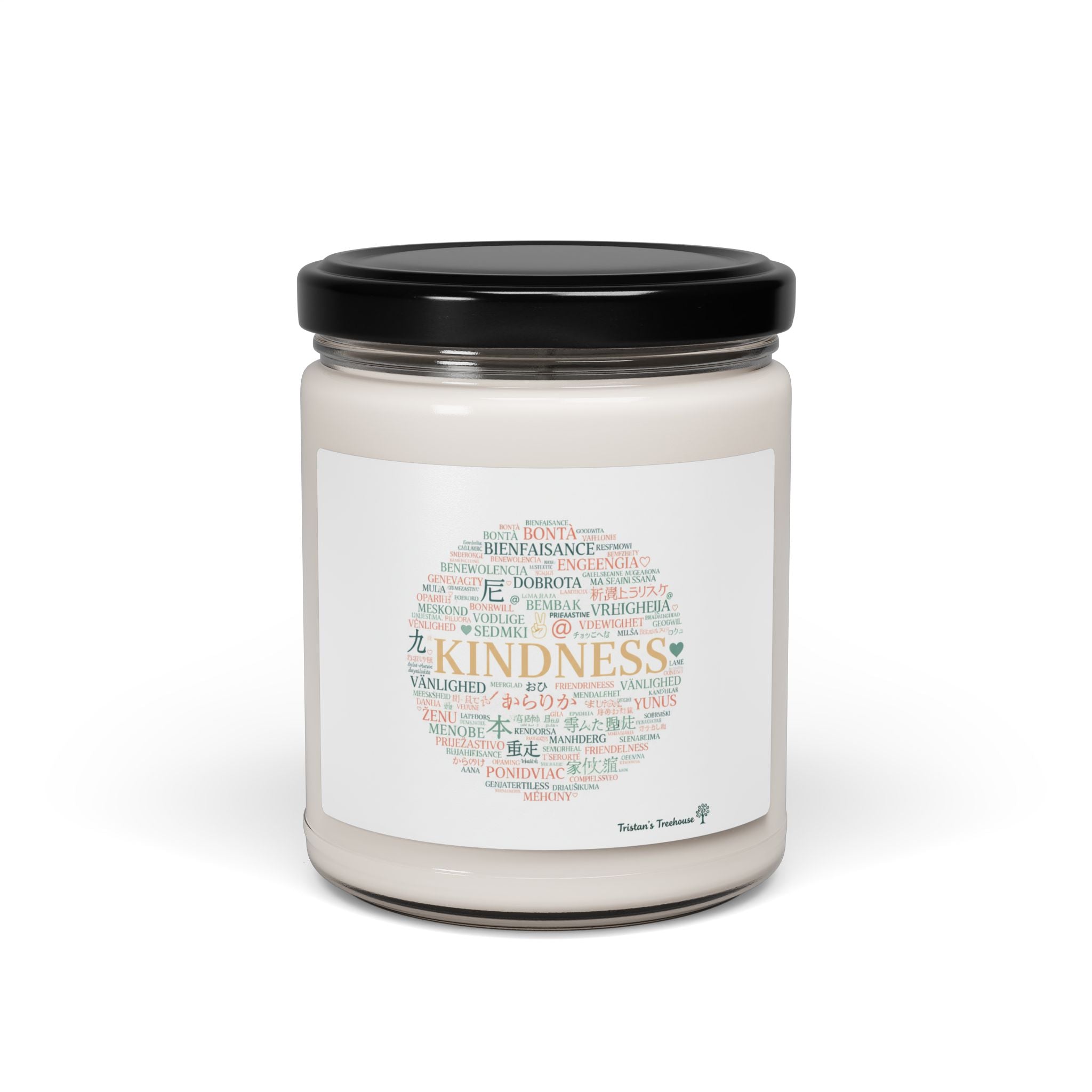 Kindness Word Circle Candle, Soy Scented Jar | Fresh Start Minimalism