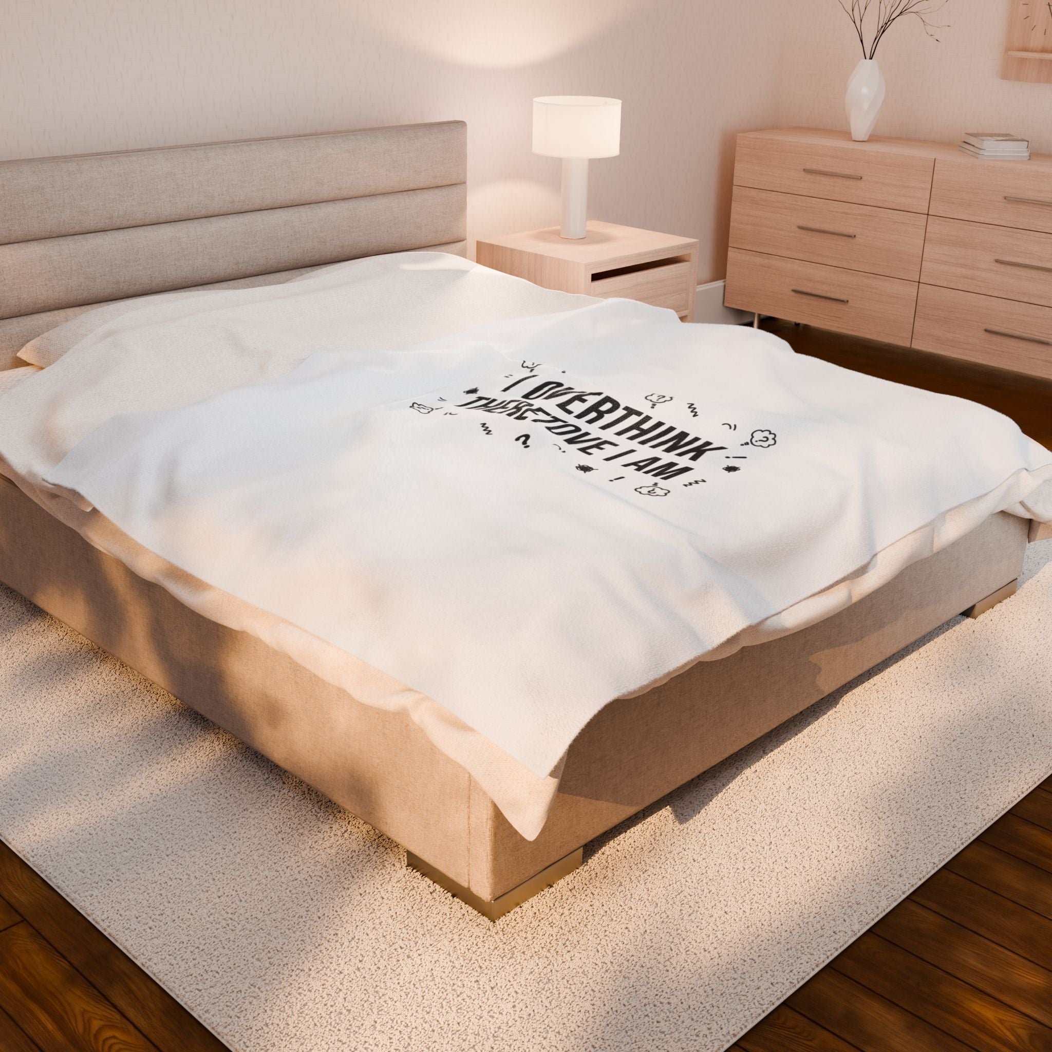 I Overthink Therefore I Am Blanket | Sarcastic Quote, Self-Deprecating Humor