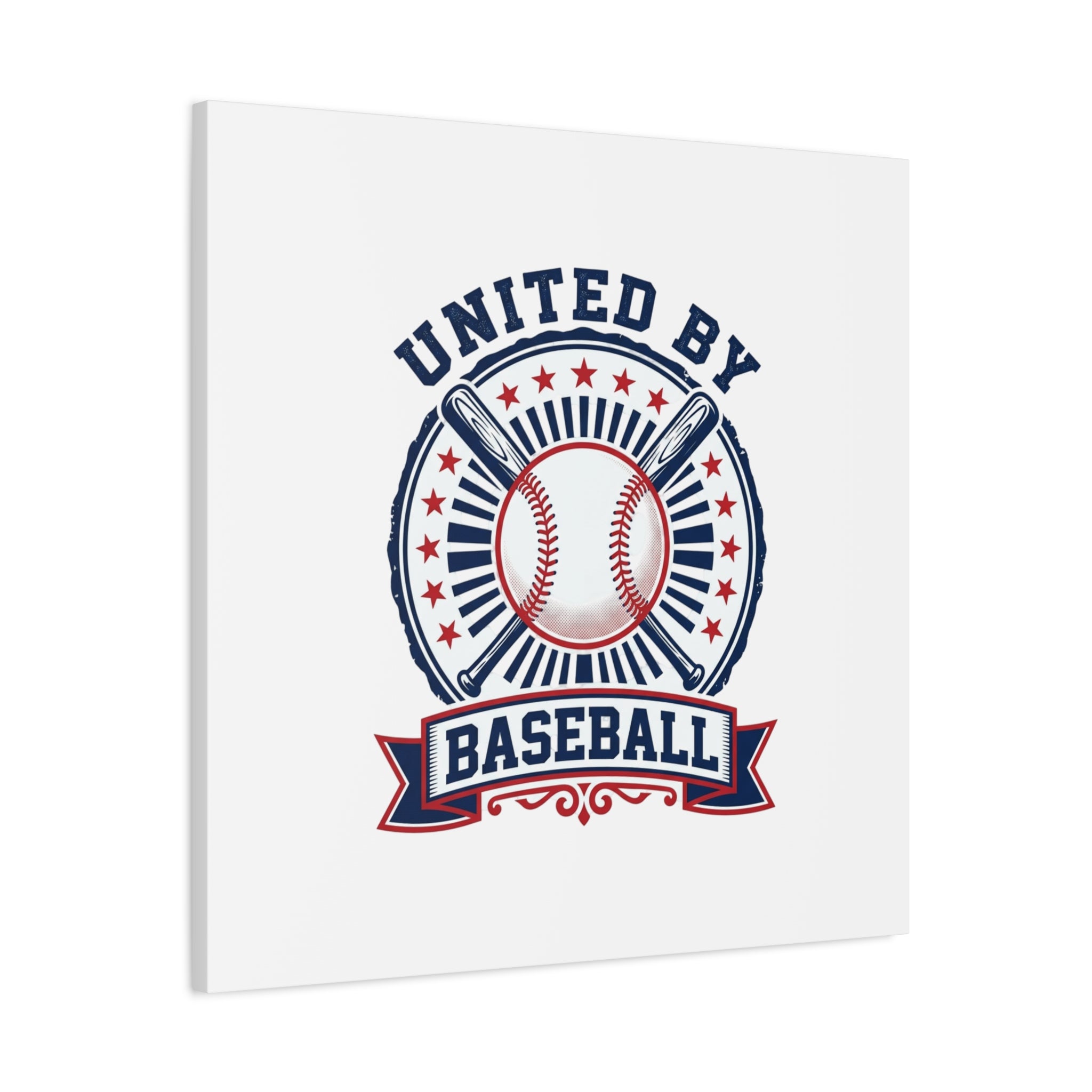 United by Baseball Canvas | Patriotic Baseball Graphic, Red White Blue Wall Art